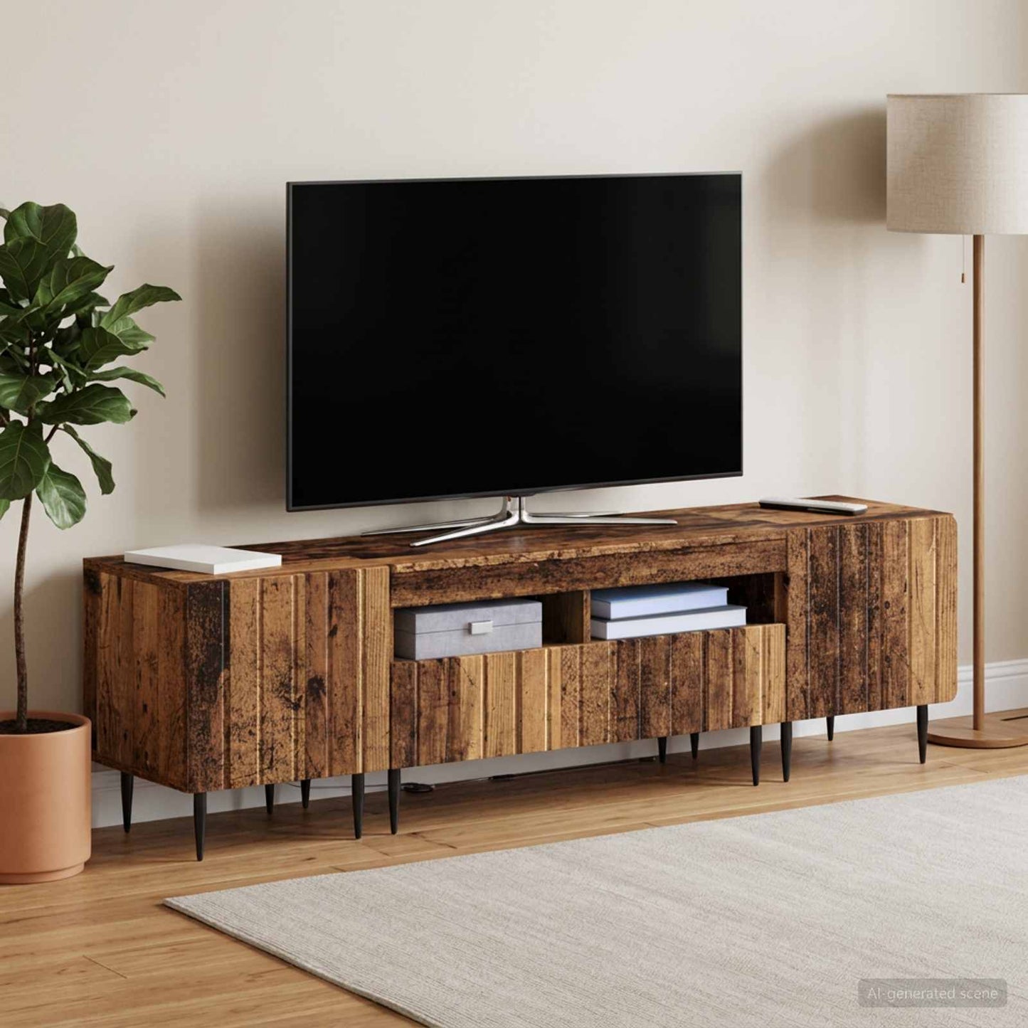 vidaXL 3 Τεμάχια LED Τηλεοπτική Ντουλάπα ZWOLLE Παλαιωμένο ξύλο