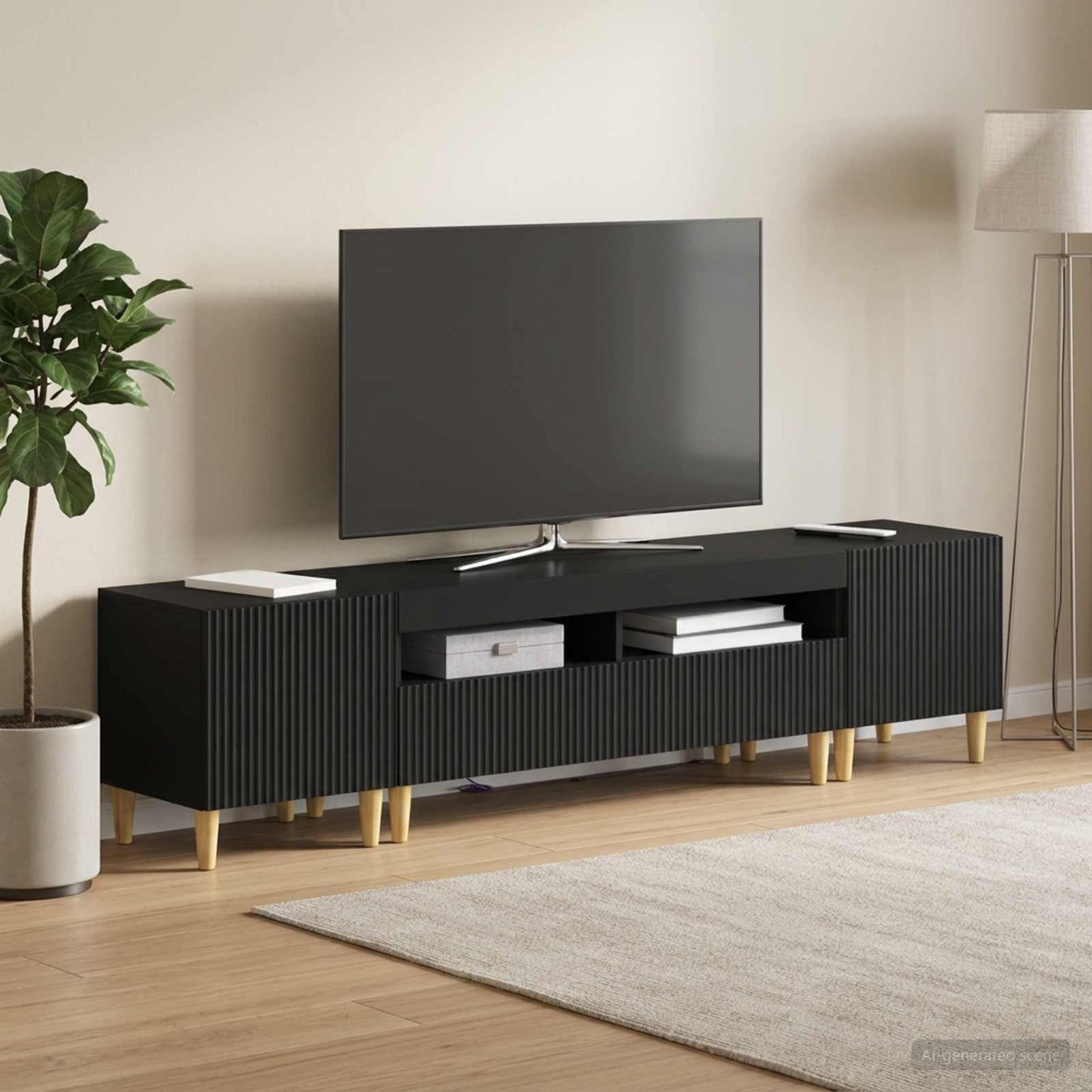 vidaXL 5 Τεμάχια LED Τηλεοπτικού Ντουλαπιού ARNHEM Μαύρο