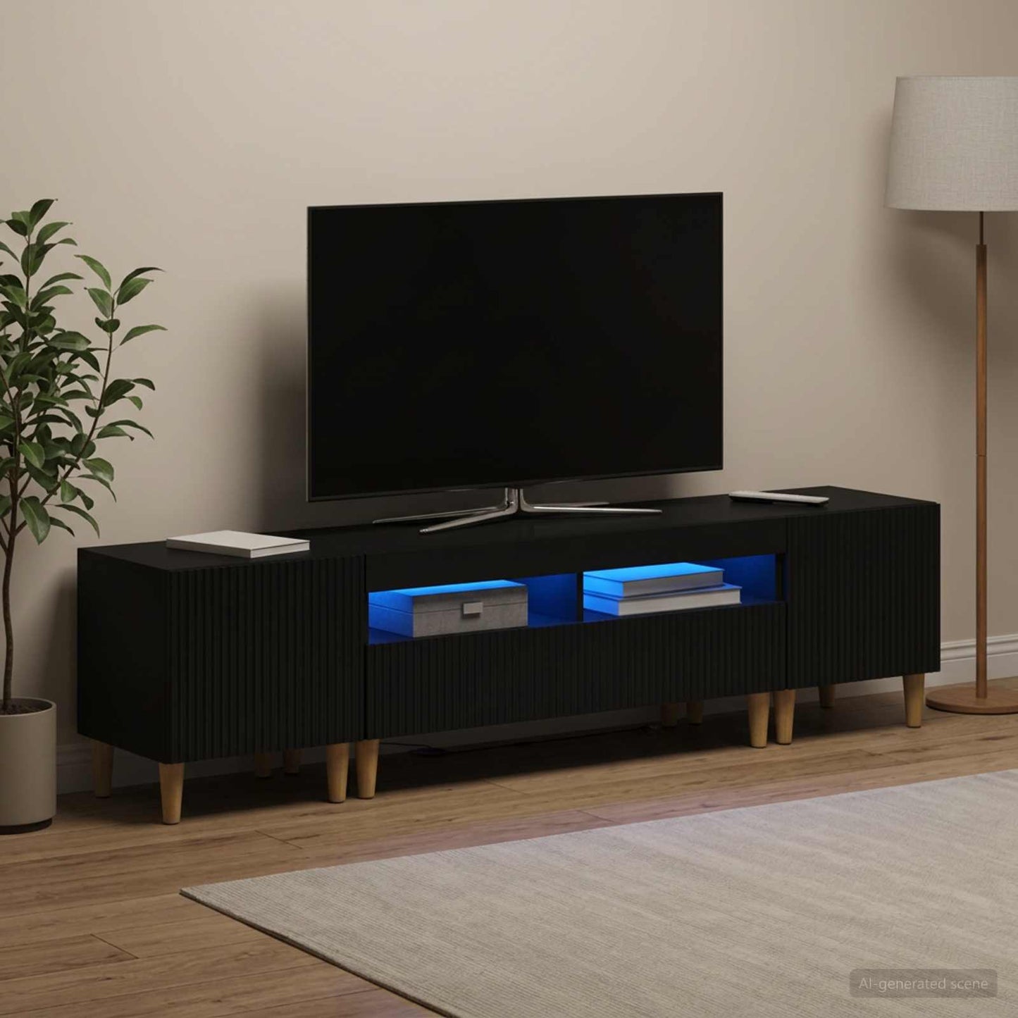 vidaXL 5 Τεμάχια LED Τηλεοπτικού Ντουλαπιού ARNHEM Μαύρο