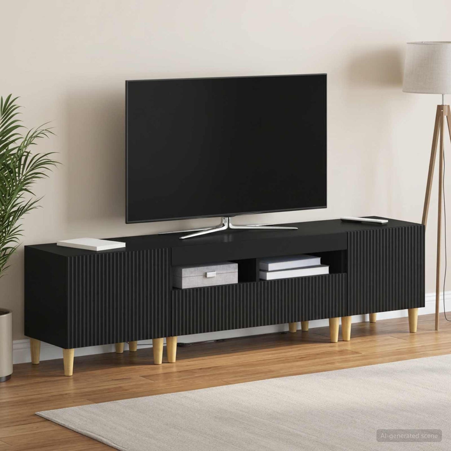 vidaXL 5 Τεμάχια LED Τηλεοπτικού Ντουλαπιού Μαύρο Επεξεργασμένο Ξύλο