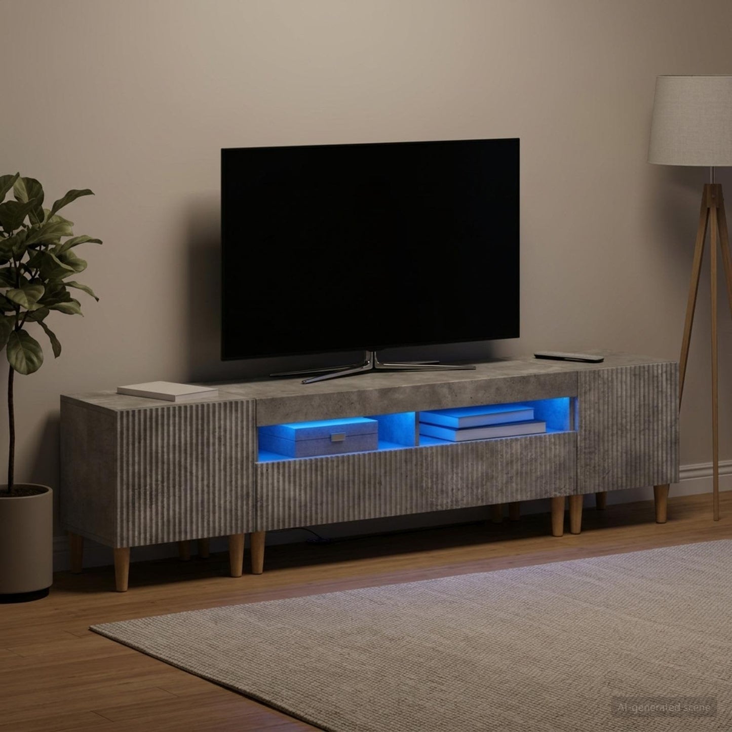 vidaXL 5 Τεμάχια LED Τηλεοπτικού Ντουλαπιού Γκρι Σκυροδέματος