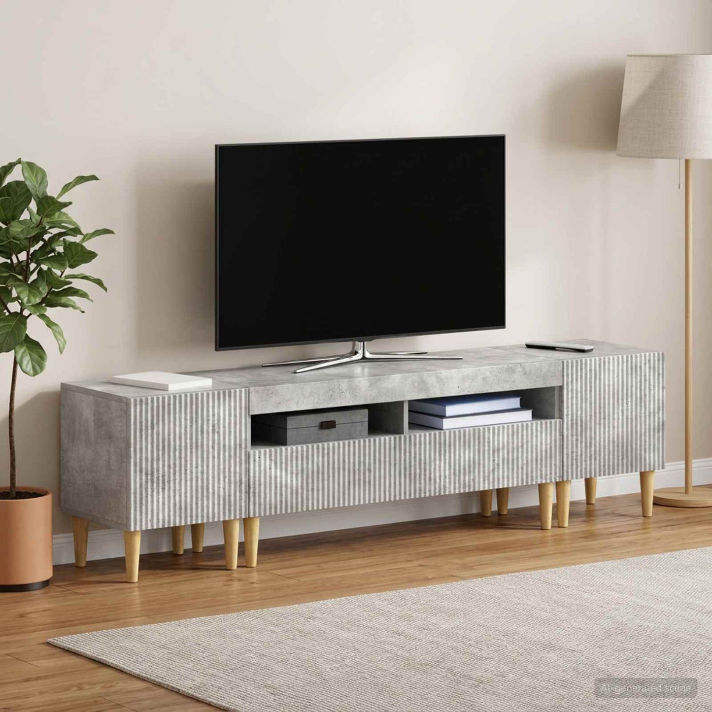 vidaXL 5 Τεμάχια LED Τηλεοπτικού Ντουλαπιού Γκρι Σκυροδέματος