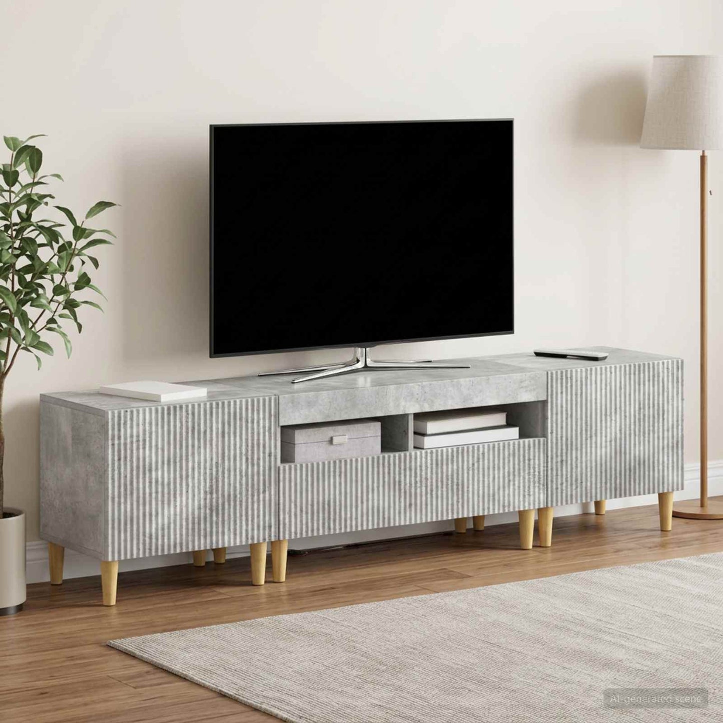 vidaXL 5 Τεμάχια LED Τηλεοπτικού Ντουλαπιού Γκρι Σκυροδέματος
