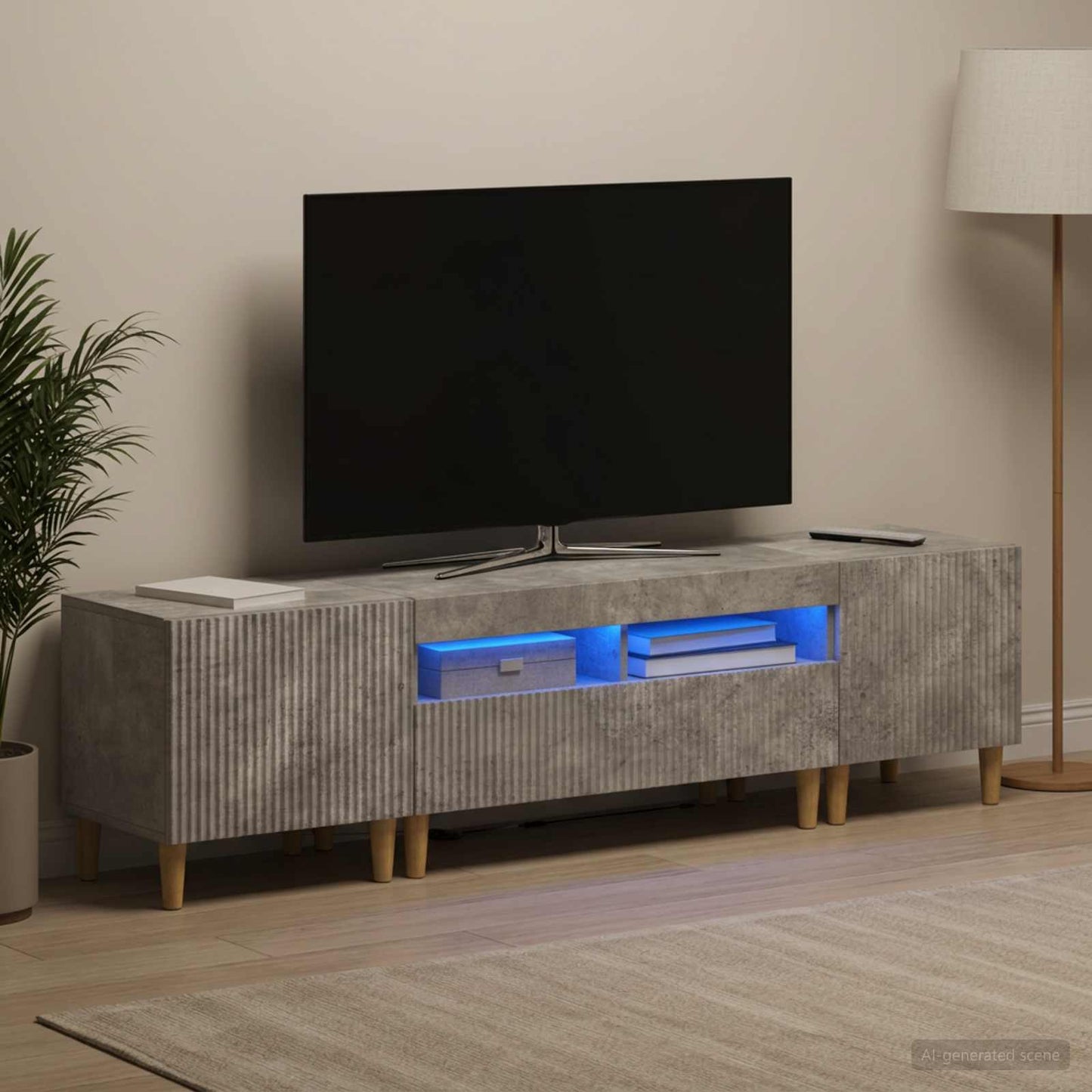 vidaXL 5 Τεμάχια LED Τηλεοπτικού Ντουλαπιού Γκρι Σκυροδέματος