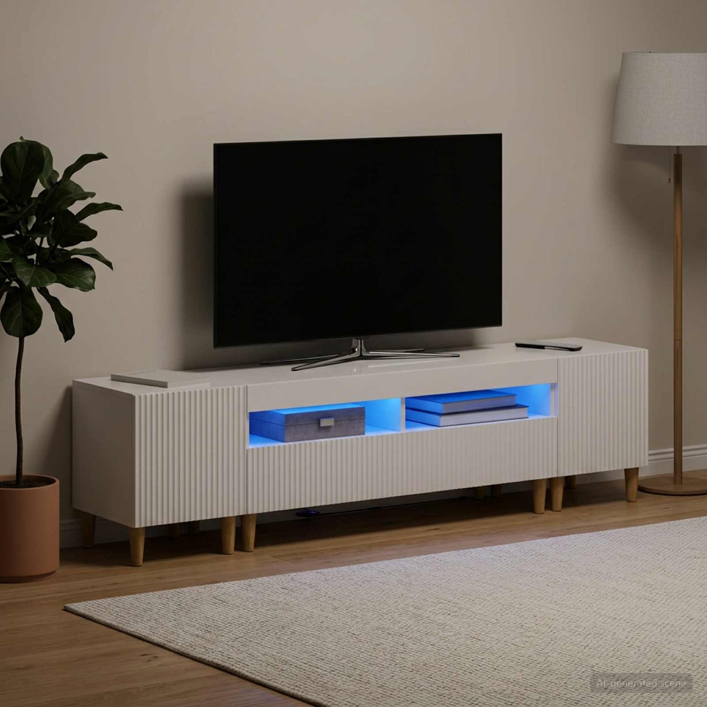 vidaXL 5 Τεμάχια LED Τηλεοπτικού Ντουλαπιού Γυαλιστερό Λευκό
