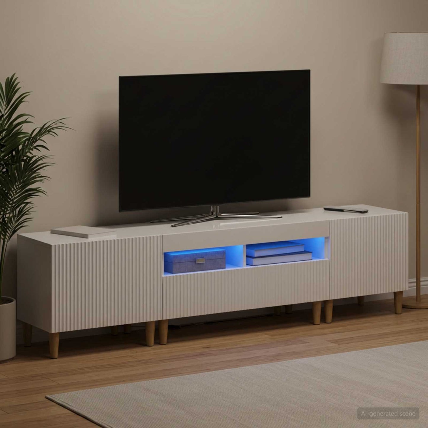 vidaXL 5 Τεμάχια LED Τηλεοπτικού Ντουλαπιού Γυαλιστερό Λευκό