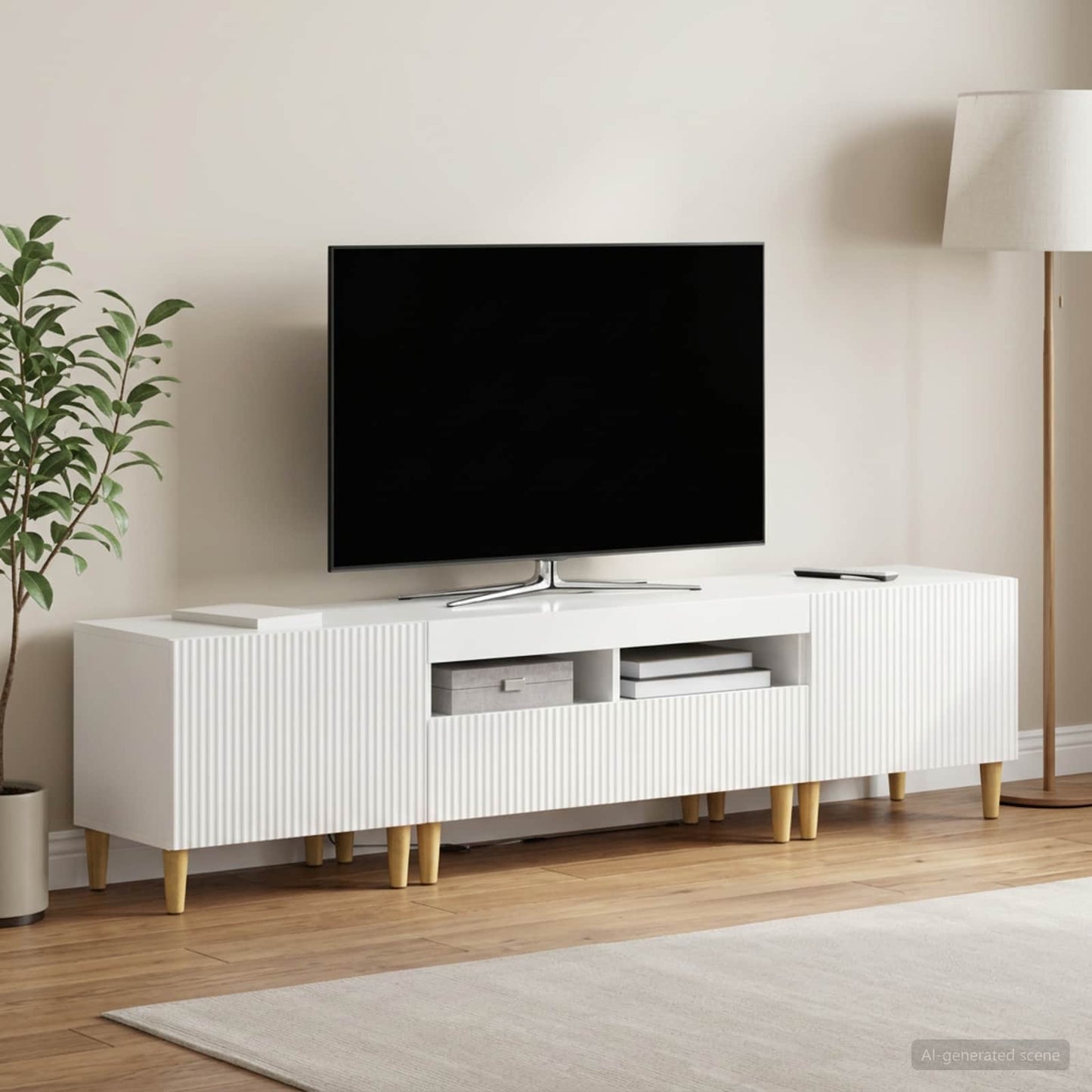 vidaXL 5 Τεμάχια LED Τηλεοπτικού Ντουλαπιού Γυαλιστερό Λευκό