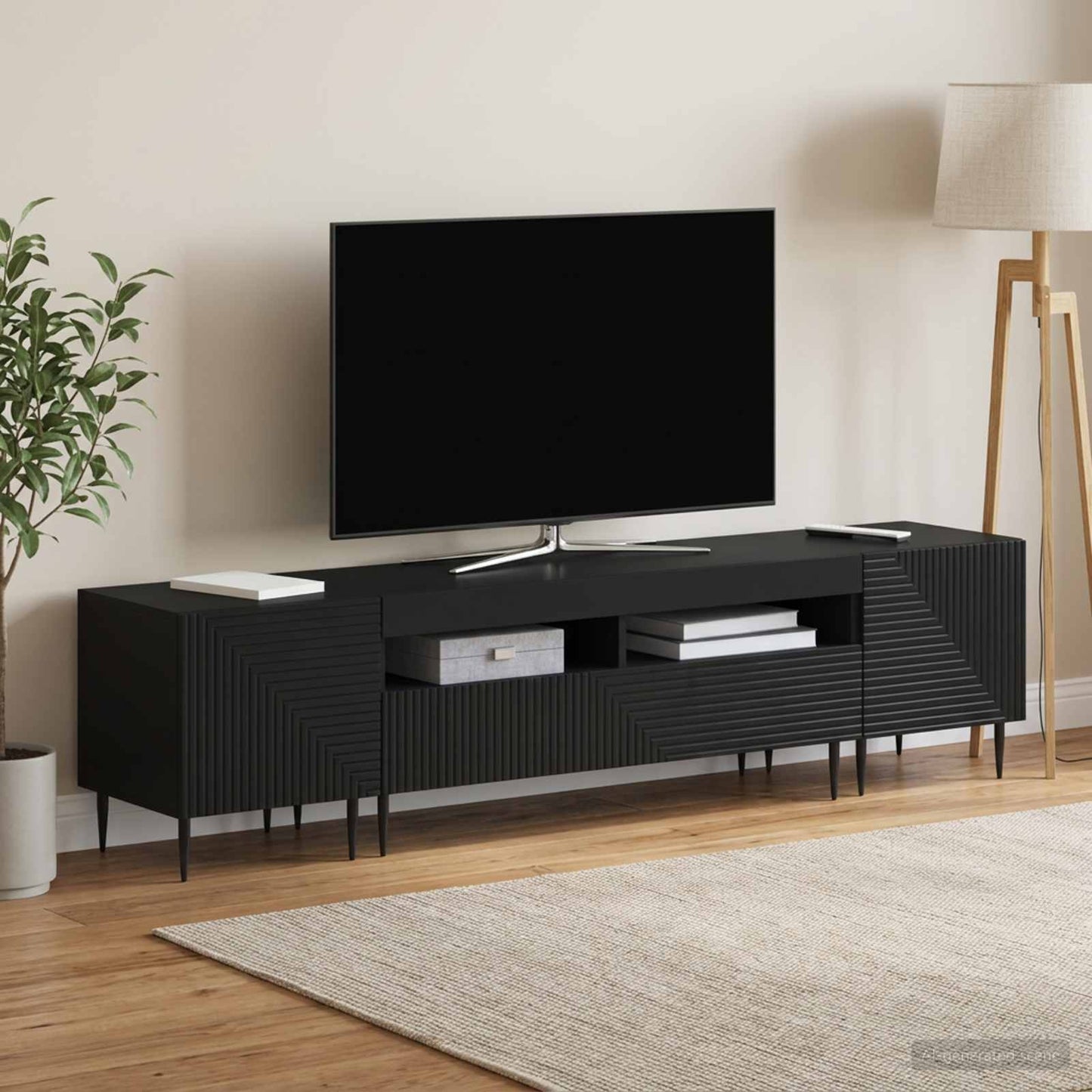 vidaXL 3 Τεμάχια LED Τηλεοπτική Ντουλάπα Μαύρο Επεξεργασμένο Ξύλο
