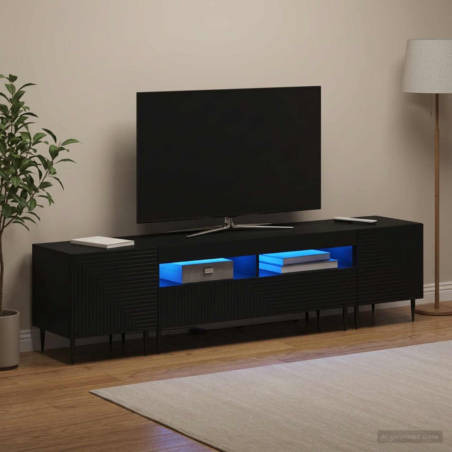 vidaXL 3 Τεμάχια LED Τηλεοπτική Ντουλάπα Μαύρο Επεξεργασμένο Ξύλο