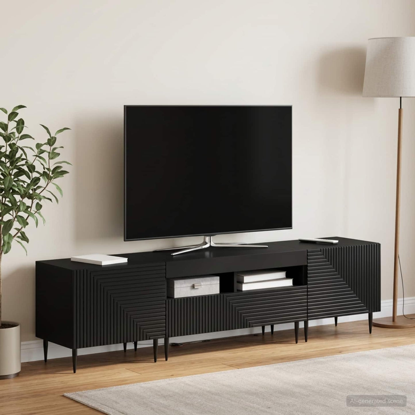 vidaXL 3 Τεμάχια LED Τηλεοπτική Ντουλάπα Μαύρο Επεξεργασμένο Ξύλο