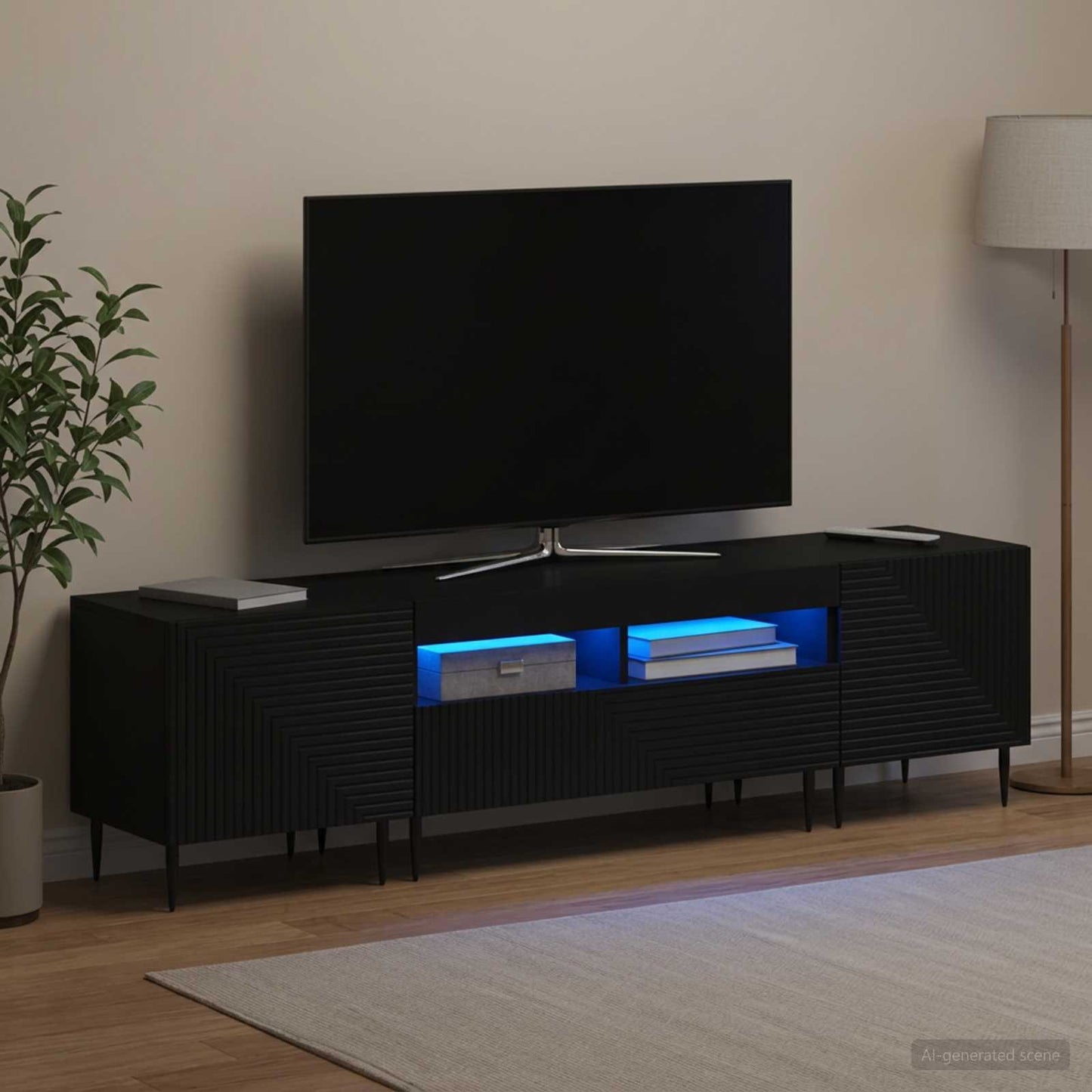 vidaXL 3 Τεμάχια LED Τηλεοπτική Ντουλάπα Μαύρο Επεξεργασμένο Ξύλο