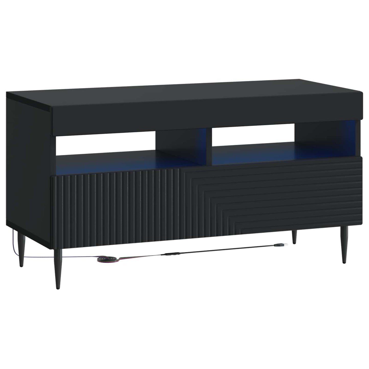 vidaXL 3 Τεμάχια LED Τηλεοπτική Ντουλάπα Μαύρο Επεξεργασμένο Ξύλο