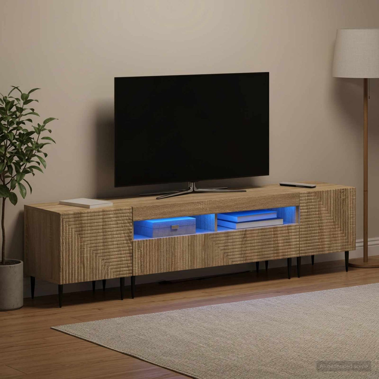 vidaXL 3 Τεμάχια LED Τηλεοπτική Ντουλάπα Sonoma Δρυς