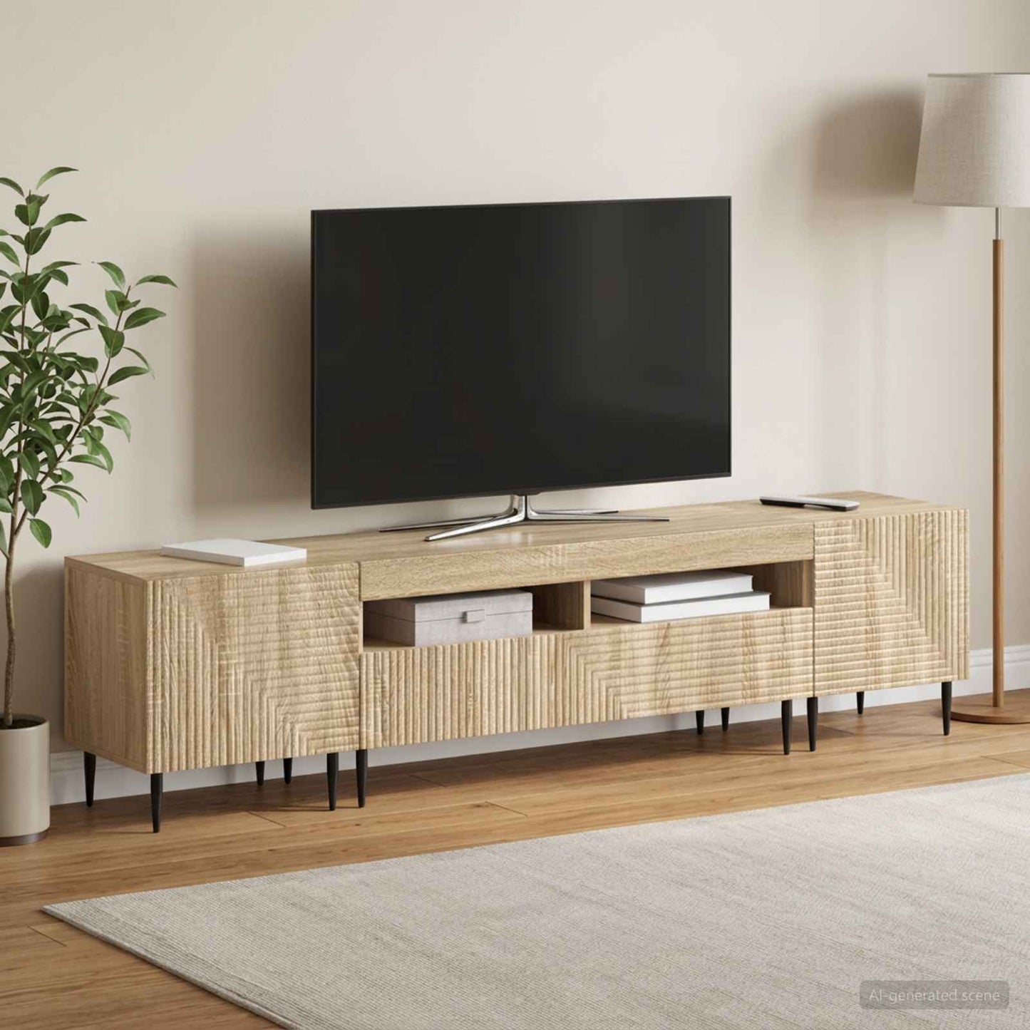 vidaXL 3 Τεμάχια LED Τηλεοπτική Ντουλάπα Sonoma Δρυς