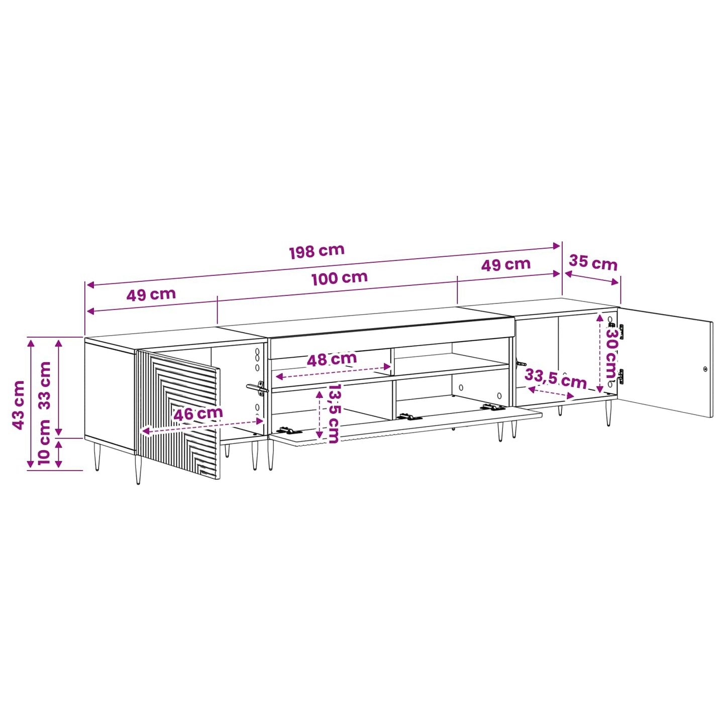 vidaXL 3 Τεμάχια LED Τηλεοπτική Ντουλάπα Sonoma Δρυς