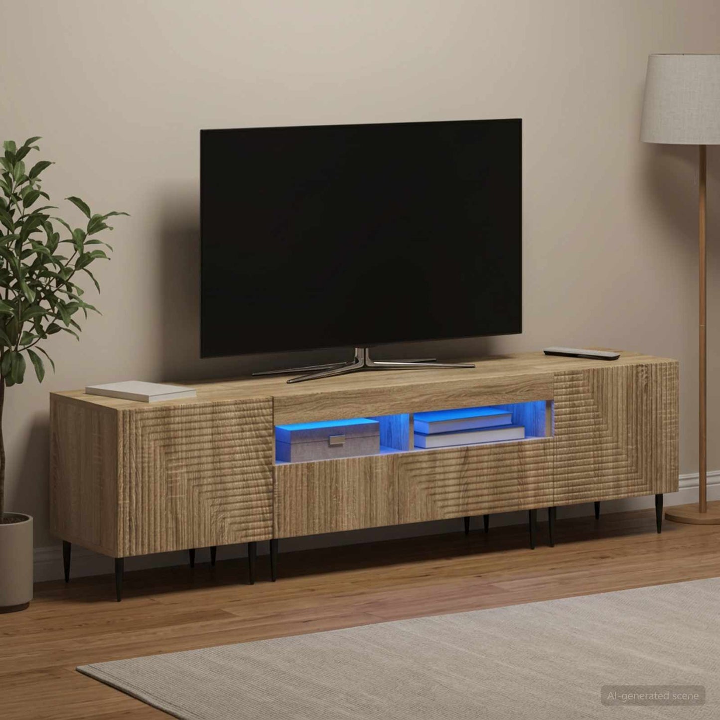 vidaXL 3 Τεμάχια LED Τηλεοπτική Ντουλάπα Sonoma Δρυς
