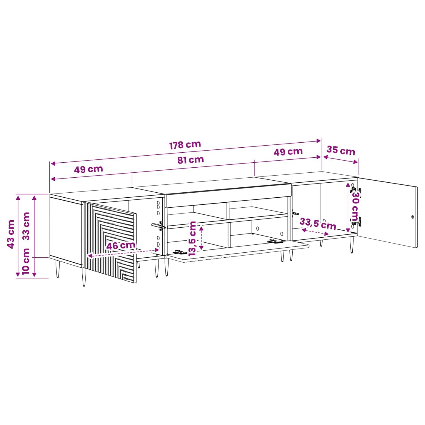 vidaXL 3 Τεμάχια LED Τηλεοπτική Ντουλάπα Sonoma Δρυς