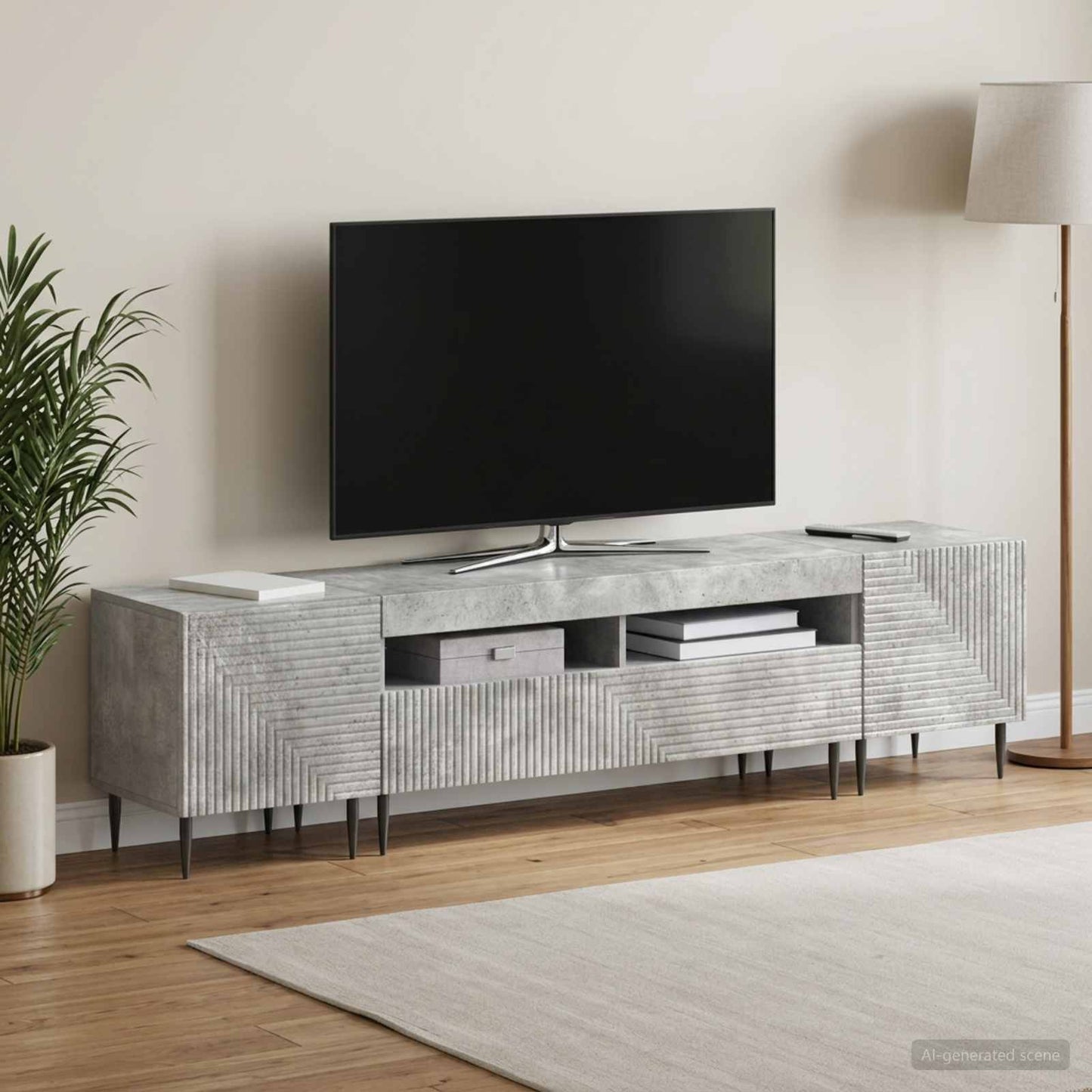 vidaXL 3 Τεμάχια LED Τηλεοπτική Ντουλάπα Γκρι Σκυροδέματος