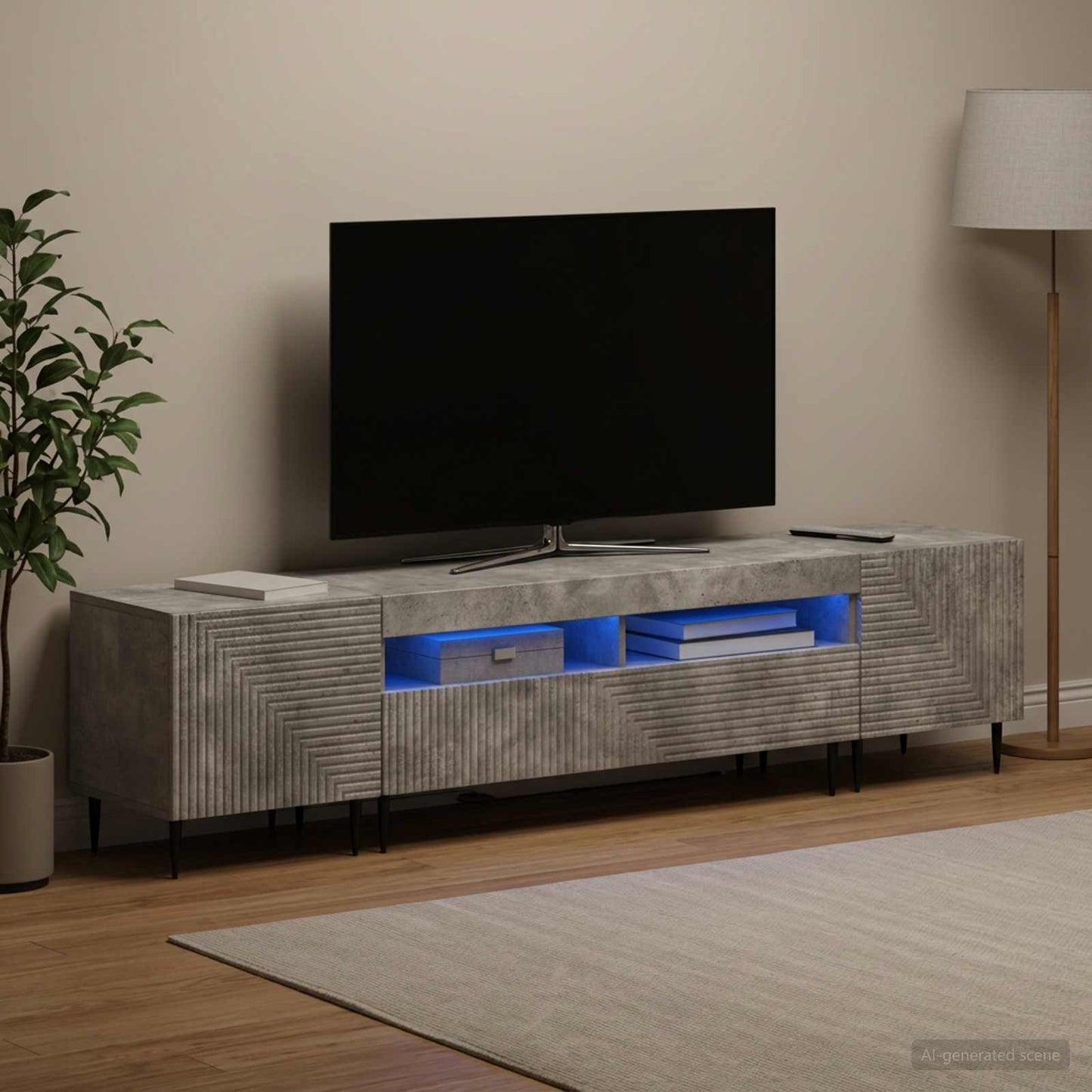vidaXL 3 Τεμάχια LED Τηλεοπτική Ντουλάπα Γκρι Σκυροδέματος