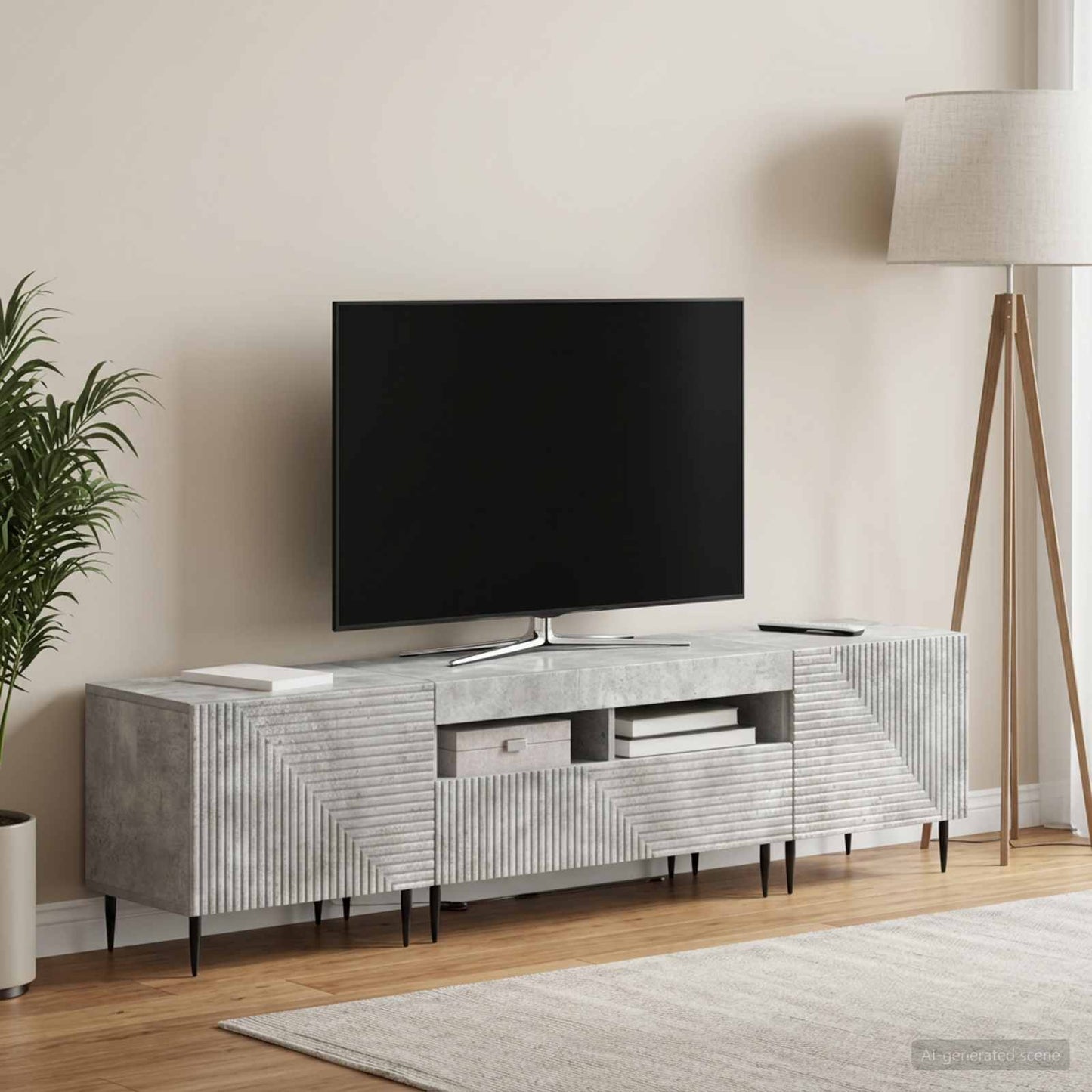 vidaXL 3 Τεμάχια LED Τηλεοπτική Ντουλάπα Γκρι Σκυροδέματος