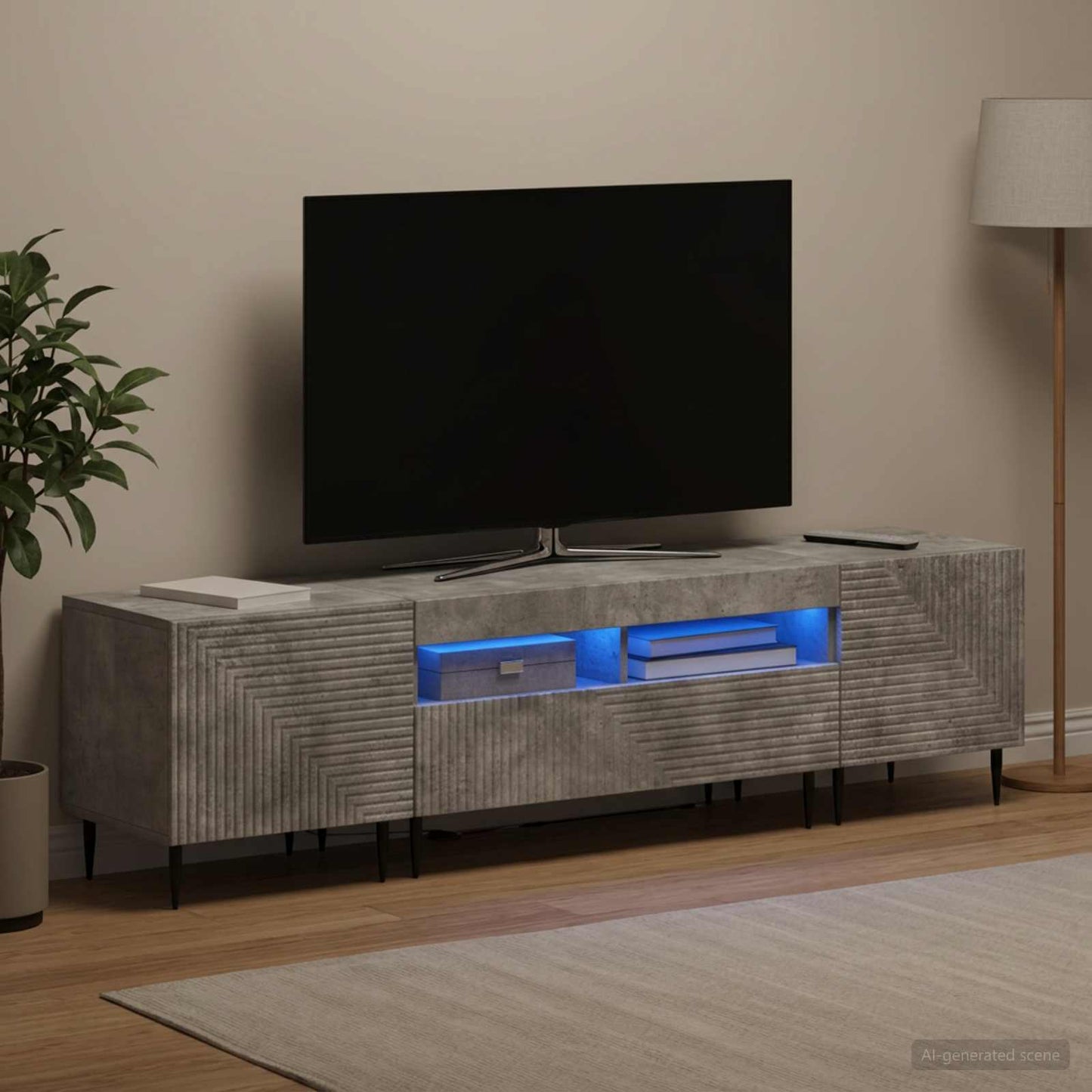 vidaXL 3 Τεμάχια LED Τηλεοπτική Ντουλάπα Γκρι Σκυροδέματος