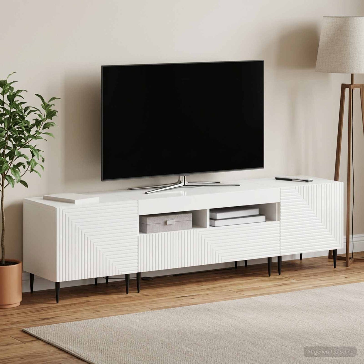 vidaXL 3 Τεμάχια LED Τηλεοπτική Ντουλάπα Γυαλιστερό Λευκό
