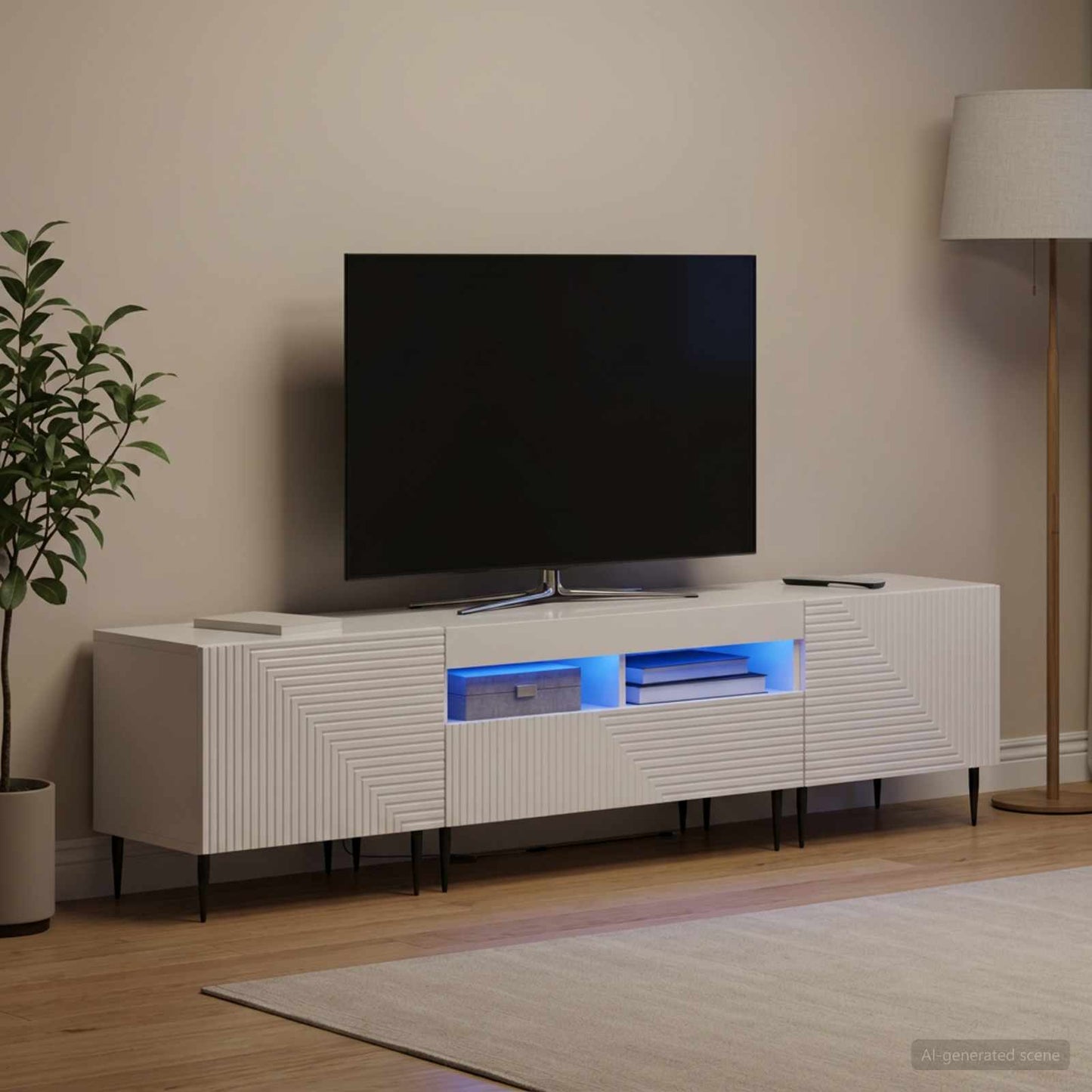 vidaXL 3 Τεμάχια LED Τηλεοπτική Ντουλάπα Γυαλιστερό Λευκό