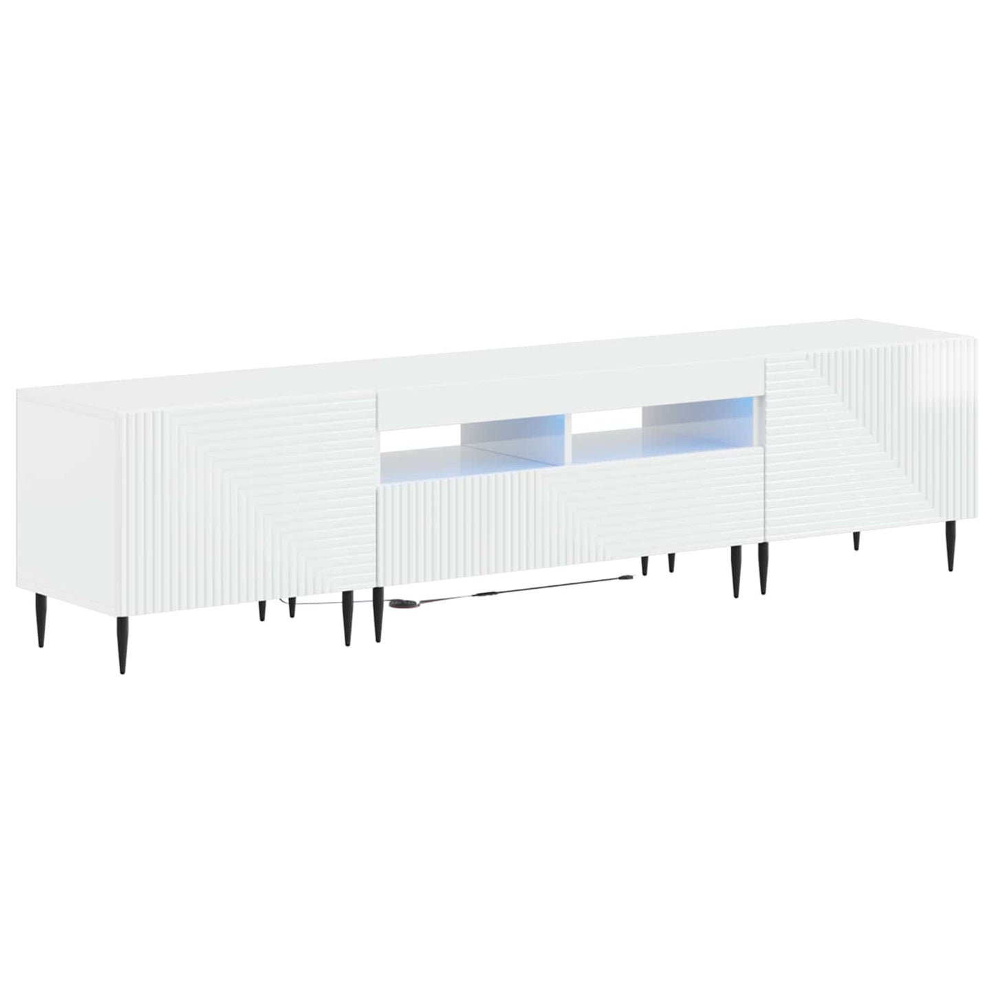 vidaXL 3 Τεμάχια LED Τηλεοπτική Ντουλάπα Γυαλιστερό Λευκό
