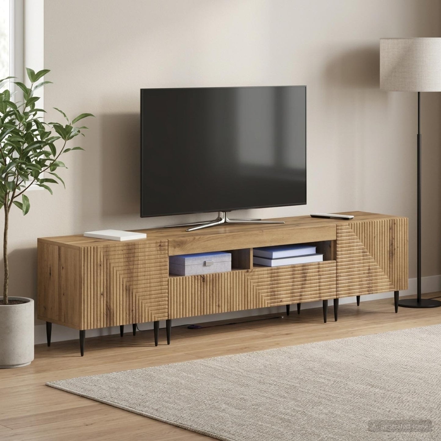 vidaXL 3 Τεμάχια LED Τηλεοπτική Ντουλάπα Artisan Δρυς