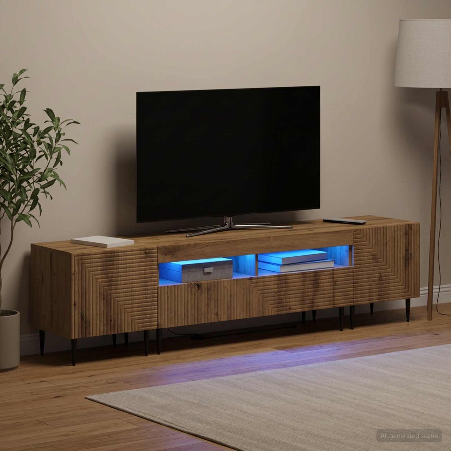 vidaXL 3 Τεμάχια LED Τηλεοπτική Ντουλάπα Artisan Δρυς