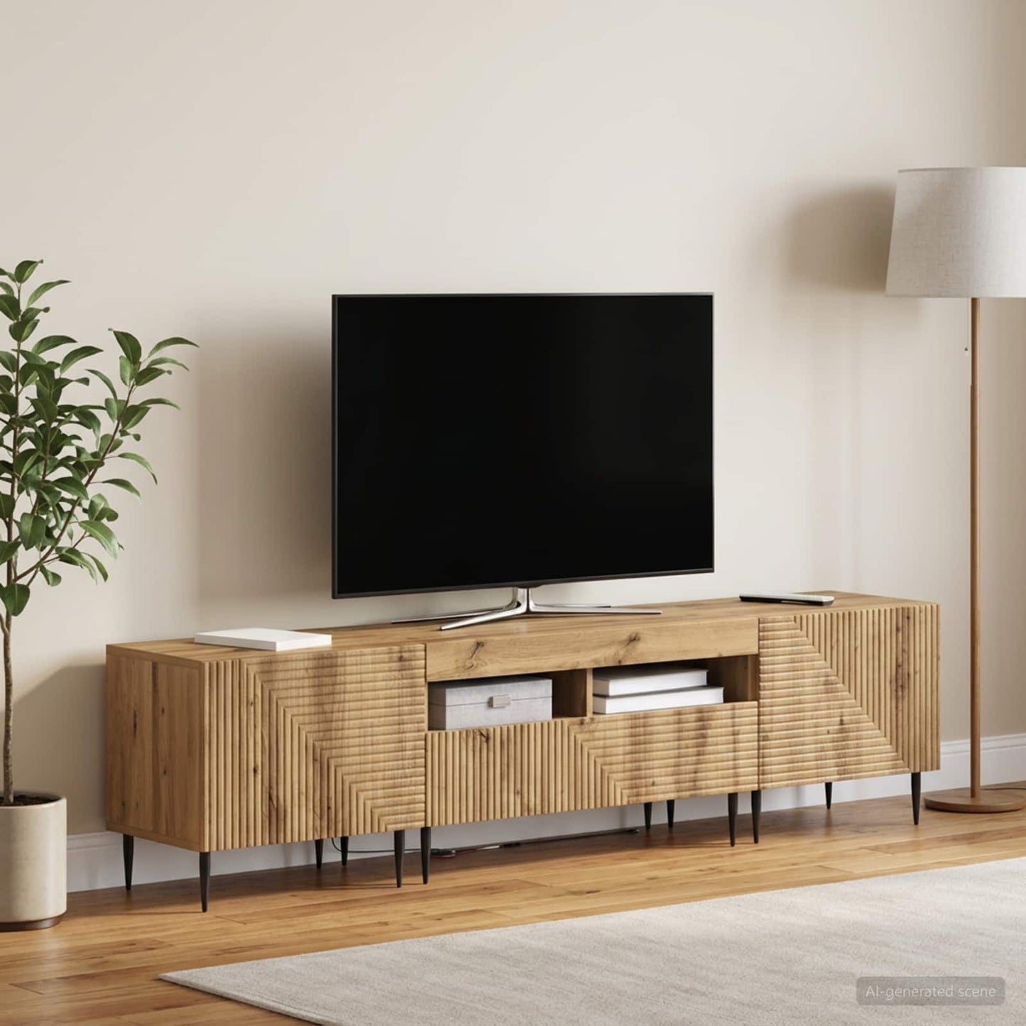 vidaXL 3 Τεμάχια LED Τηλεοπτική Ντουλάπα Artisan Δρυς