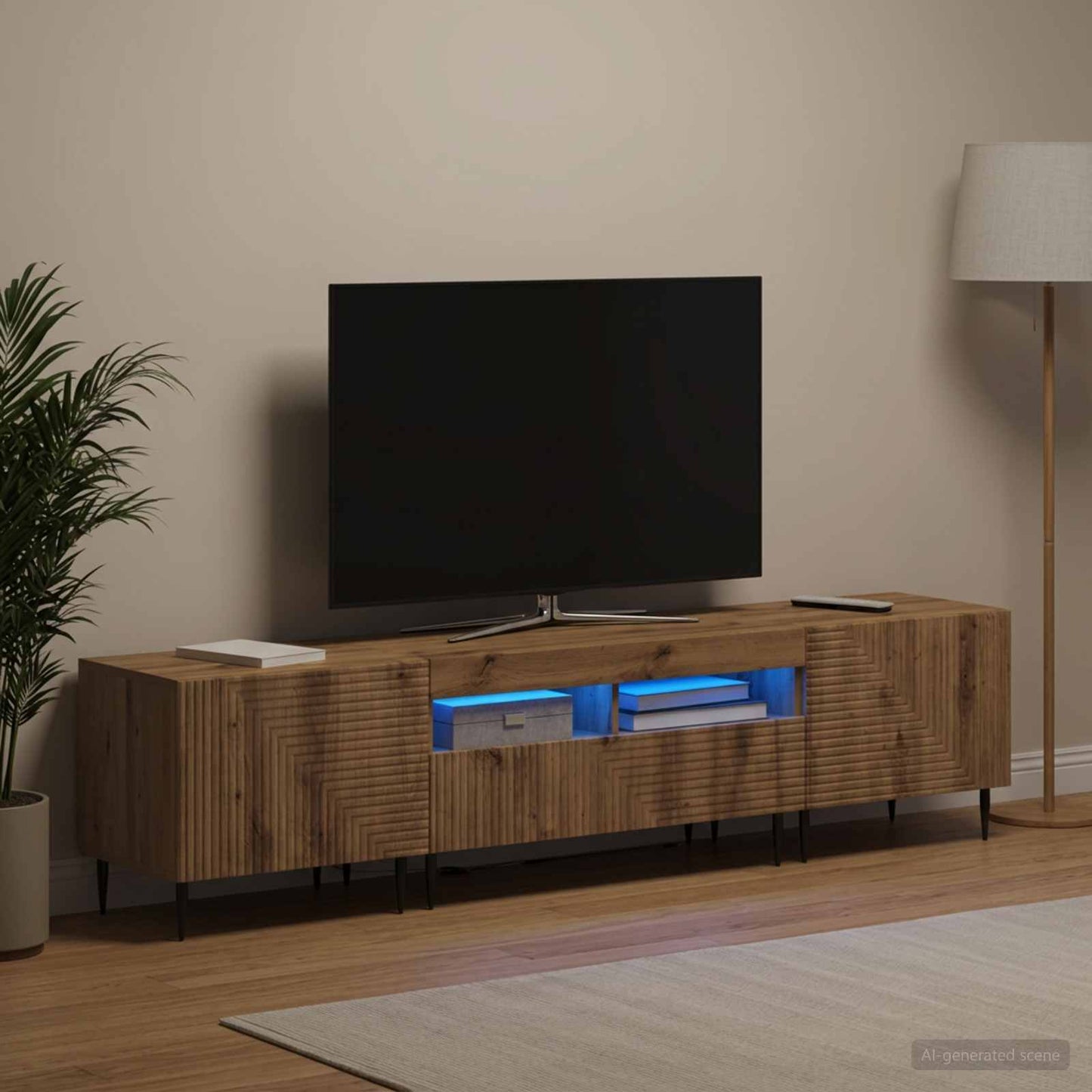 vidaXL 3 Τεμάχια LED Τηλεοπτική Ντουλάπα Artisan Δρυς