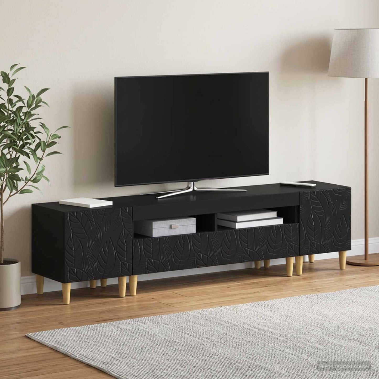 vidaXL 5 Τεμάχια LED Τηλεοπτικού Ντουλαπιού Μαύρο Επεξεργασμένο Ξύλο