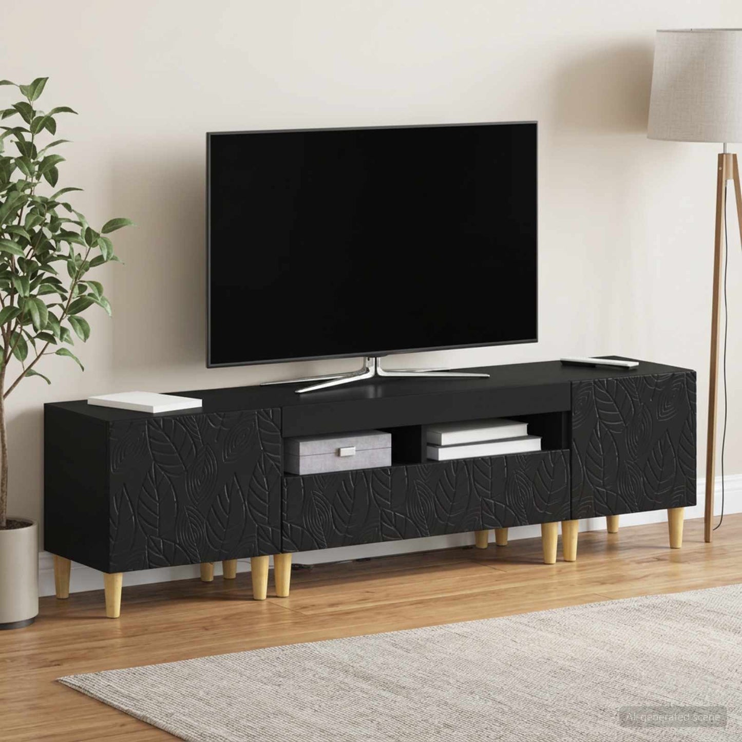 vidaXL 5 Τεμάχια LED Τηλεοπτικού Ντουλαπιού Μαύρο Επεξεργασμένο Ξύλο