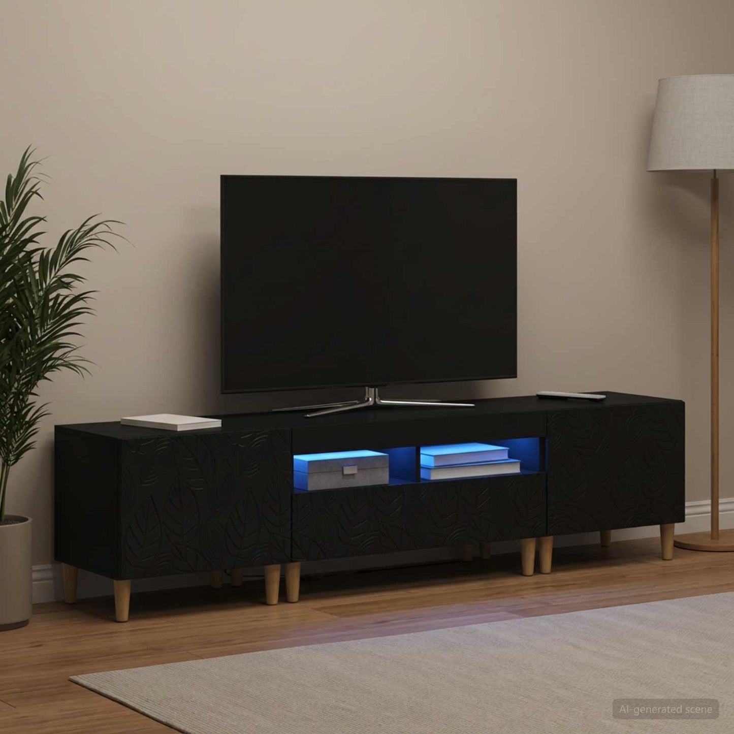 vidaXL 5 Τεμάχια LED Τηλεοπτικού Ντουλαπιού Μαύρο Επεξεργασμένο Ξύλο