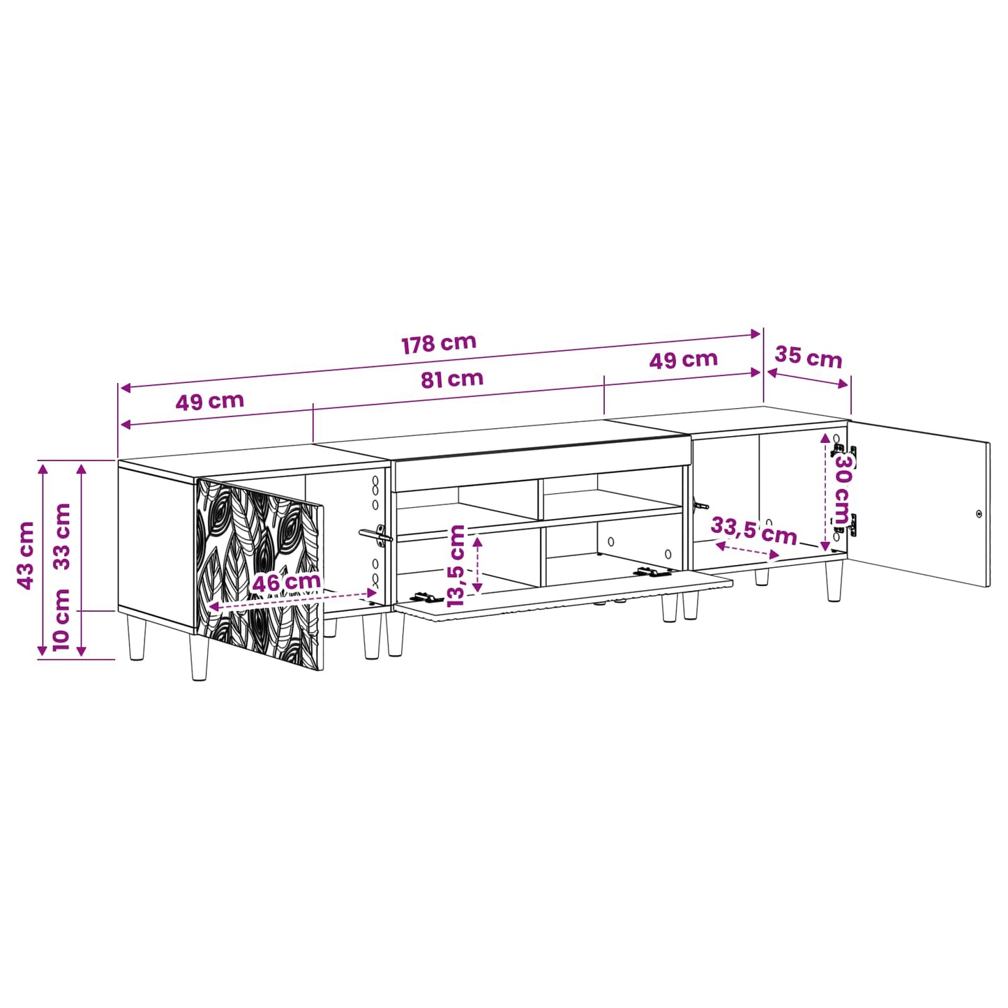 vidaXL 3 Τεμάχια LED Τηλεοπτική Ντουλάπα DELFT Καπνισμένο Ξύλο Δρυός