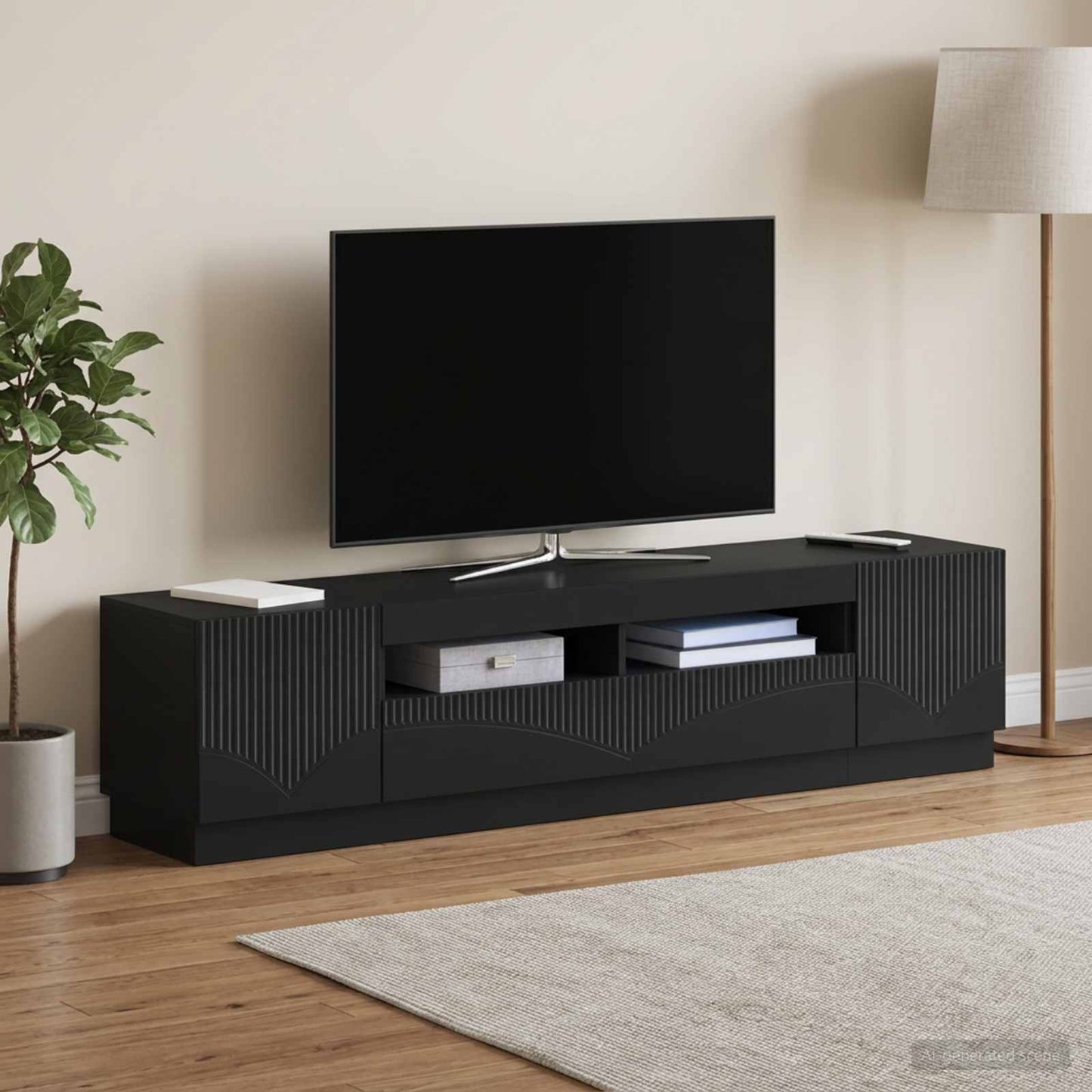 vidaXL 5 Τεμάχια LED Τηλεοπτικού Ντουλαπιού Μαύρο Επεξεργασμένο Ξύλο