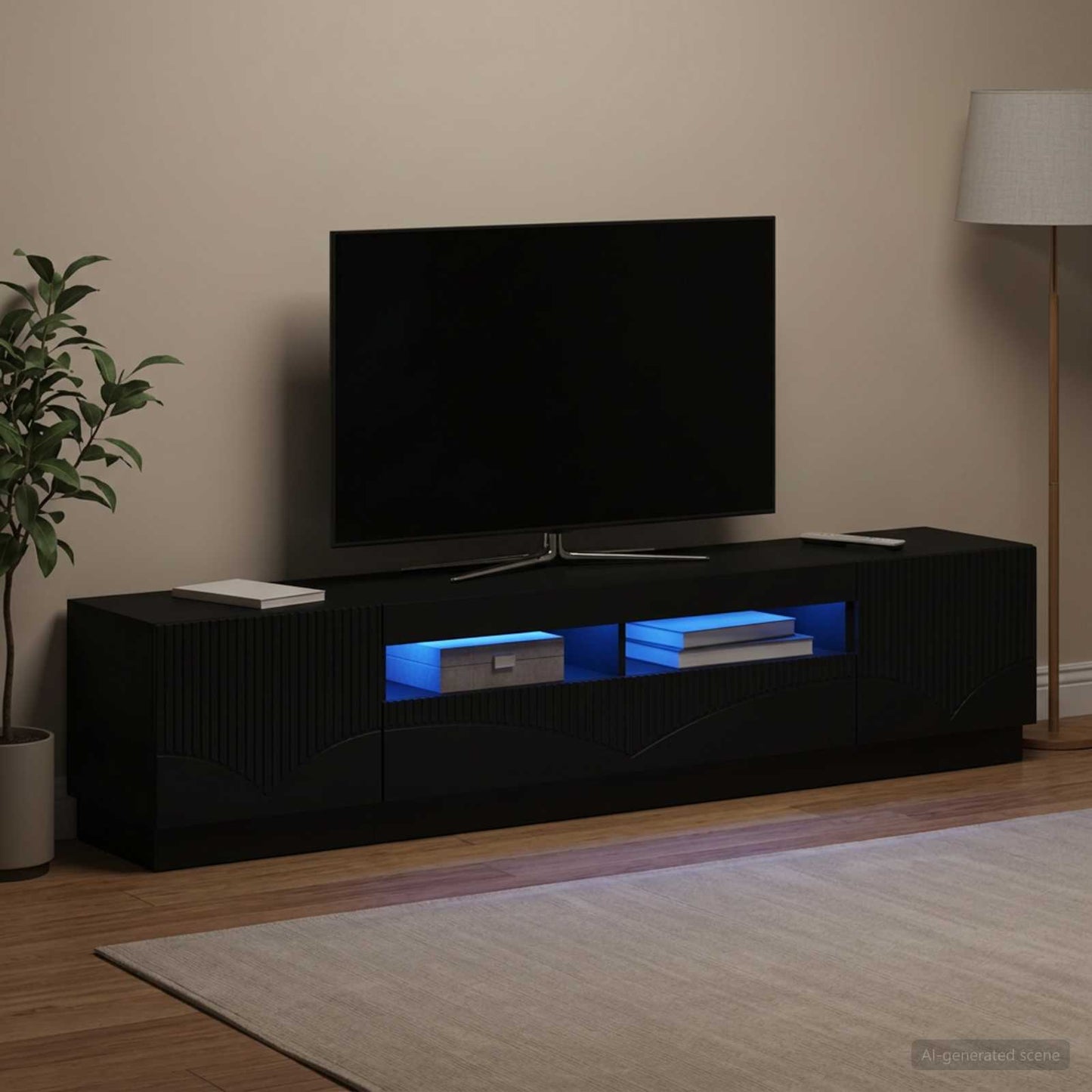 vidaXL 5 Τεμάχια LED Τηλεοπτικού Ντουλαπιού Μαύρο Επεξεργασμένο Ξύλο