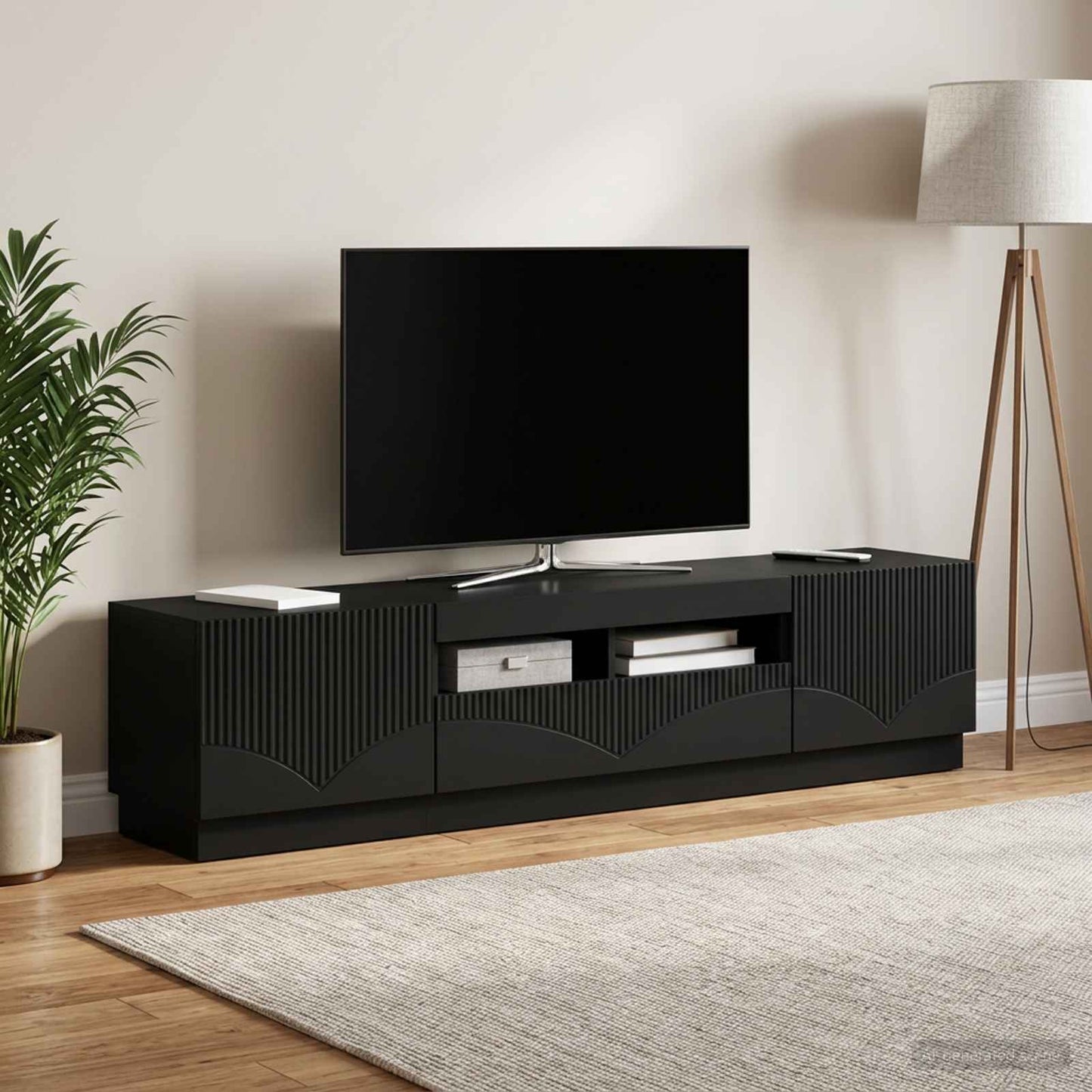 vidaXL 5 Τεμάχια LED Τηλεοπτικού Ντουλαπιού Μαύρο Επεξεργασμένο Ξύλο