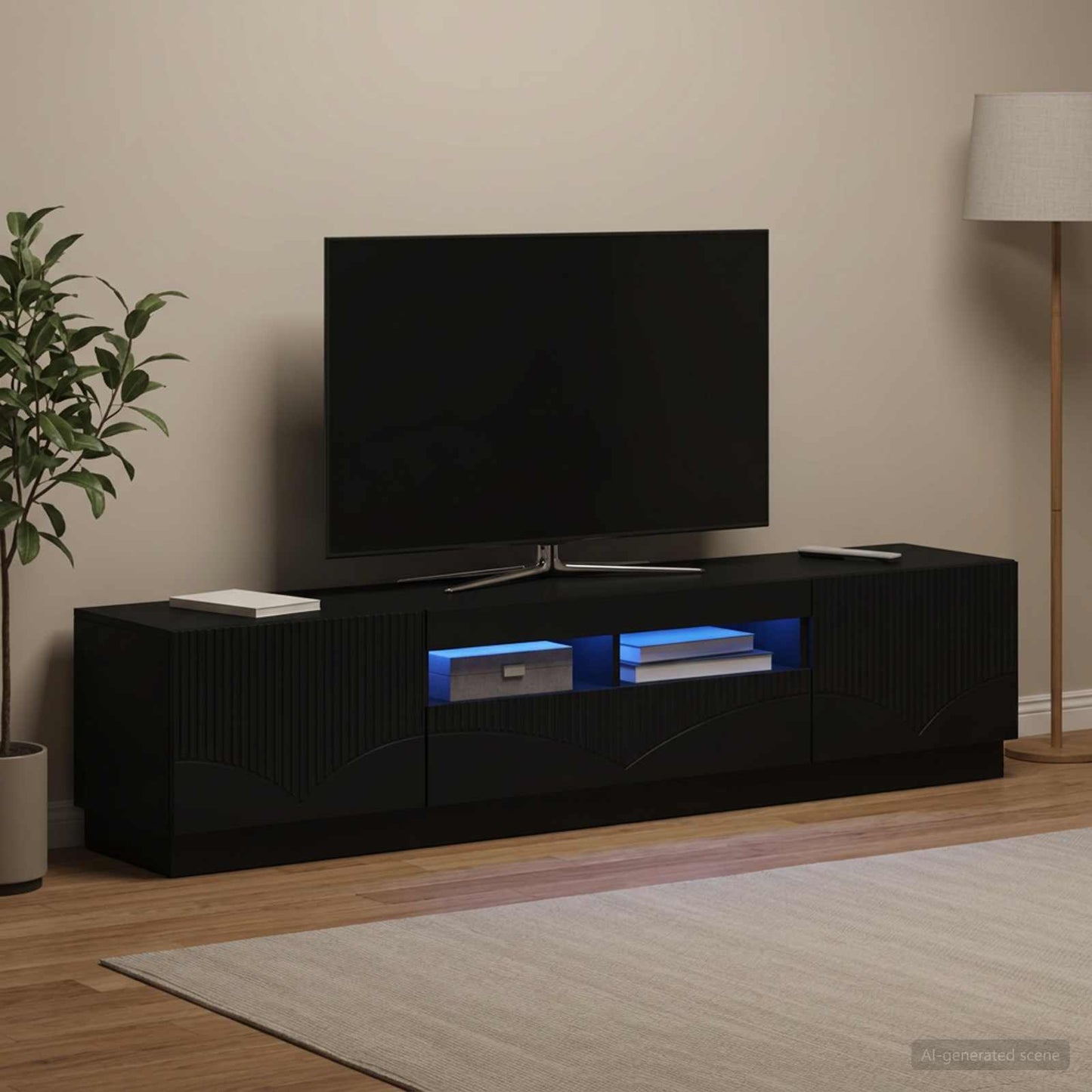 vidaXL 5 Τεμάχια LED Τηλεοπτικού Ντουλαπιού Μαύρο Επεξεργασμένο Ξύλο