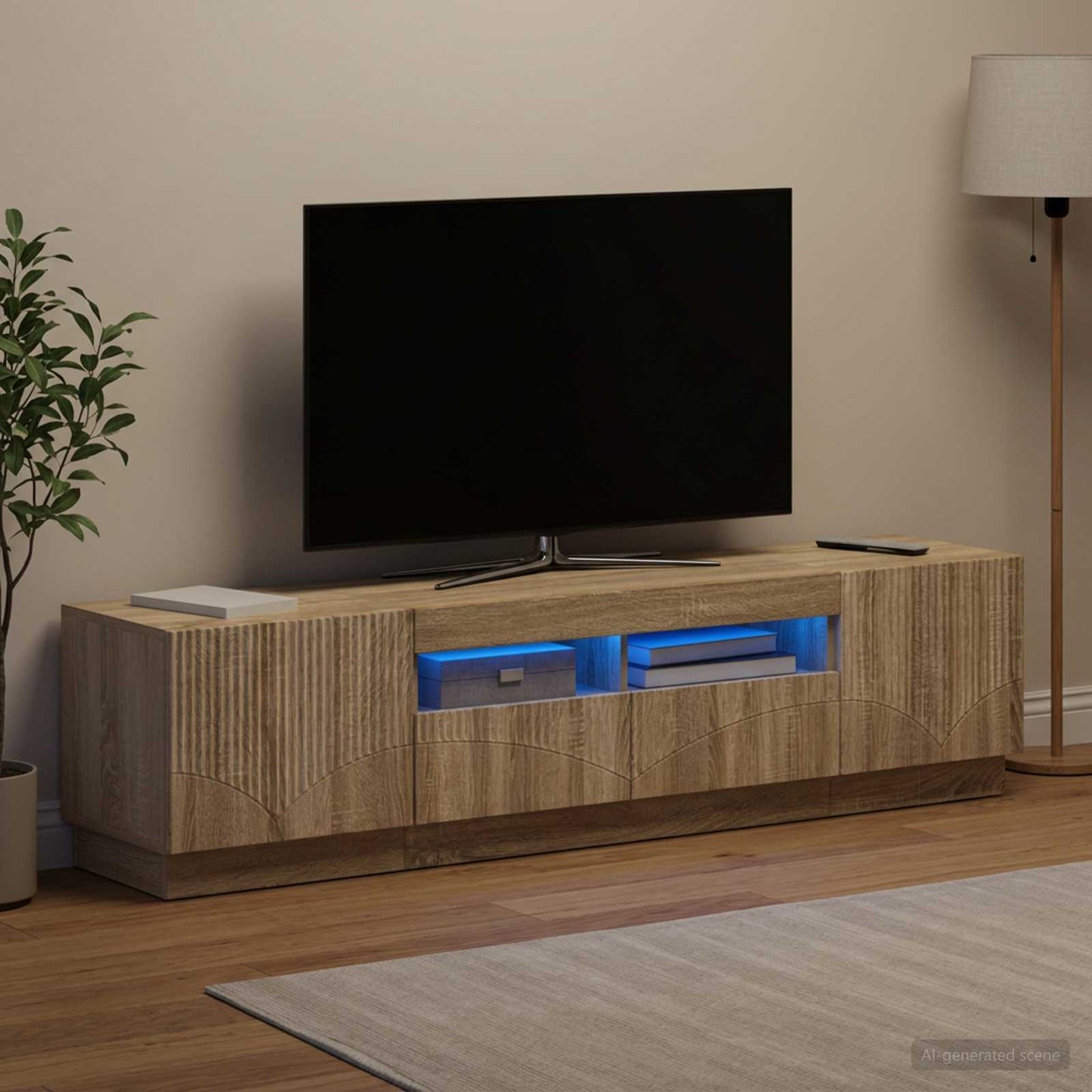 vidaXL 5 Τεμάχια LED Τηλεοπτικού Ντουλαπιού Sonoma Δρυς