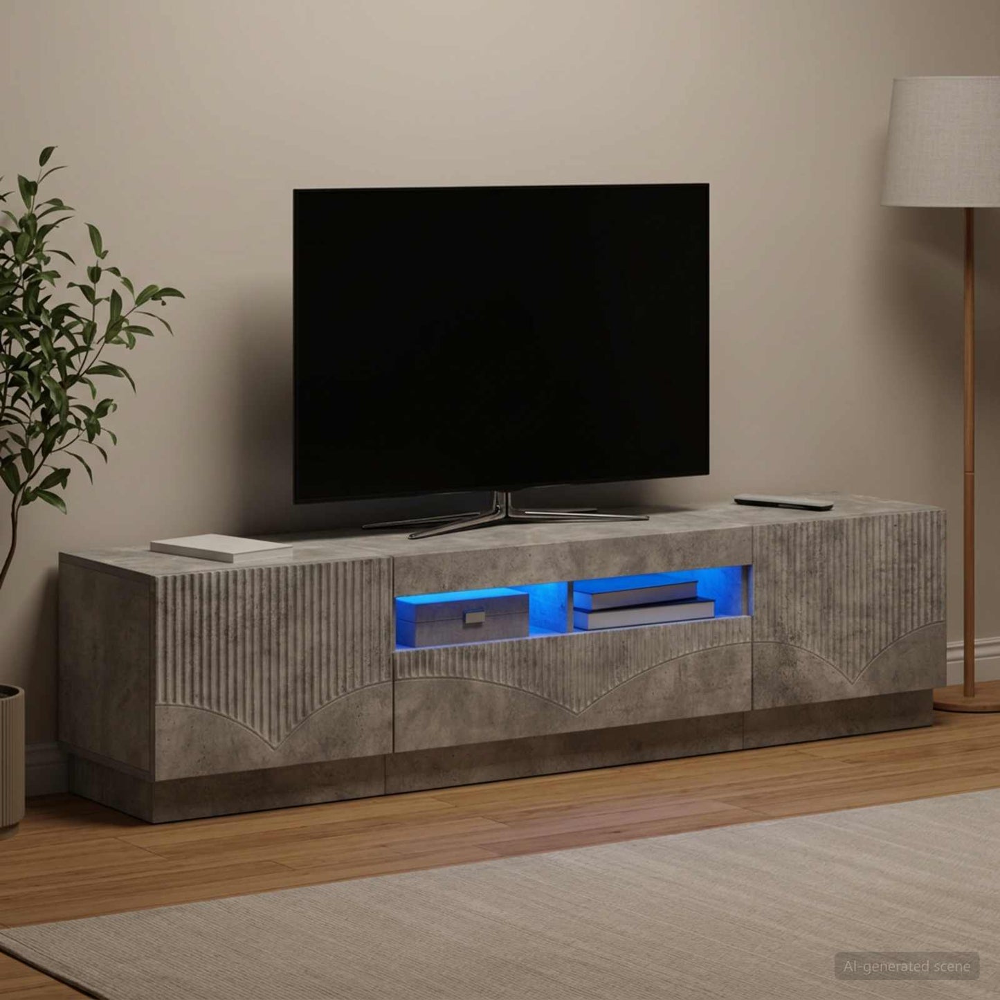 vidaXL 5 Τεμάχια LED Τηλεοπτικού Ντουλαπιού Γκρι Σκυροδέματος