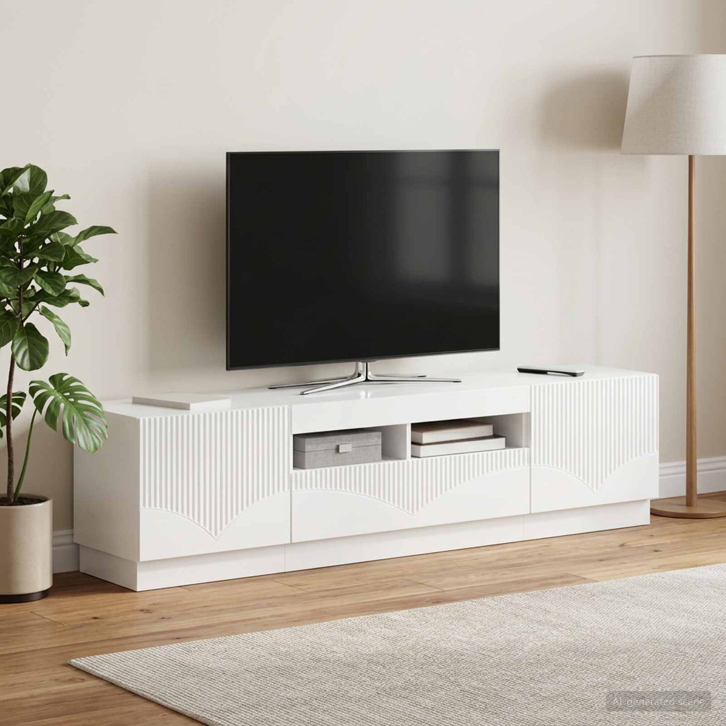 vidaXL 5 Τεμάχια LED Τηλεοπτικού Ντουλαπιού Γυαλιστερό Λευκό