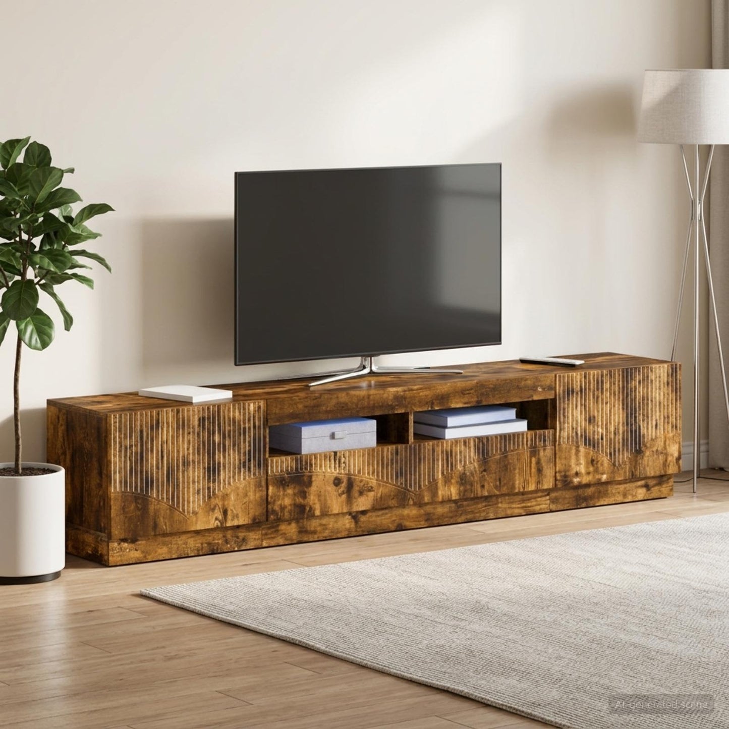 vidaXL Ντουλάπα LED Τηλεόρασης HOORN 3 τμχ. Καπνισμένο Ξύλο Δρυός
