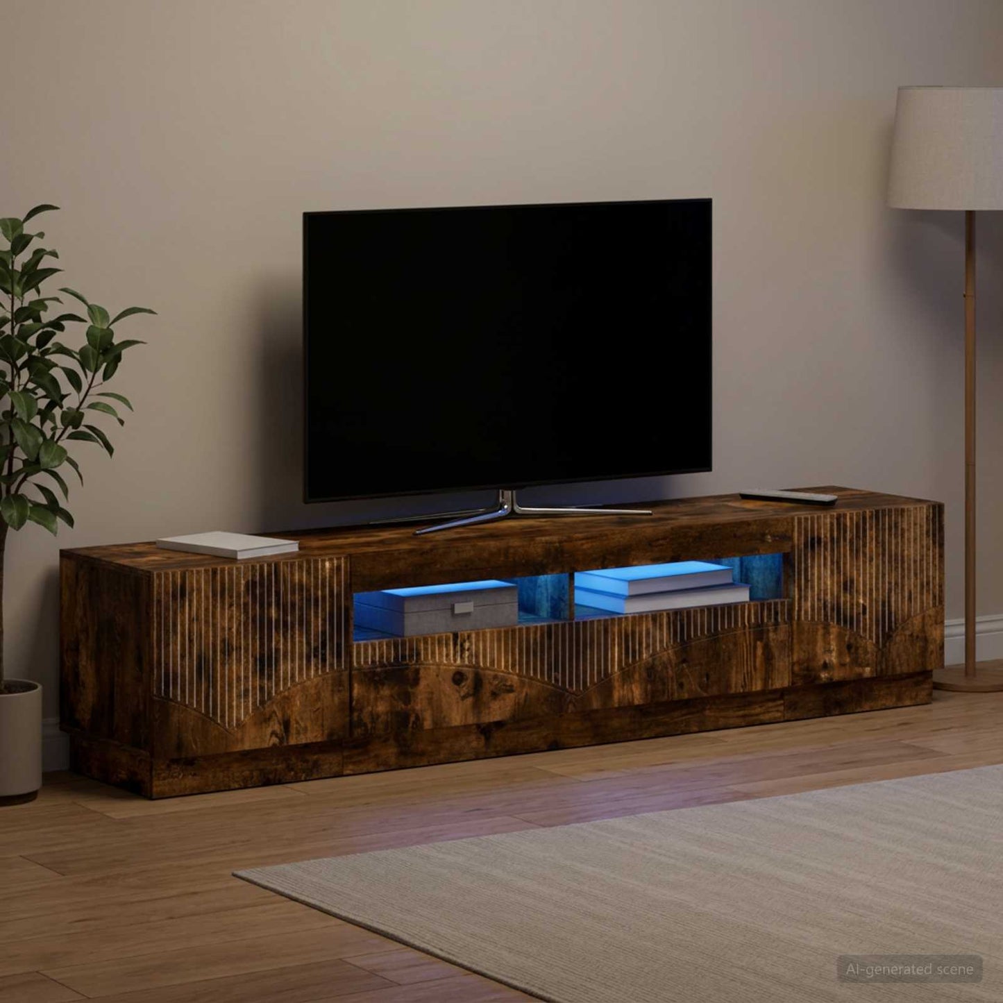 vidaXL Ντουλάπα LED Τηλεόρασης HOORN 3 τμχ. Καπνισμένο Ξύλο Δρυός