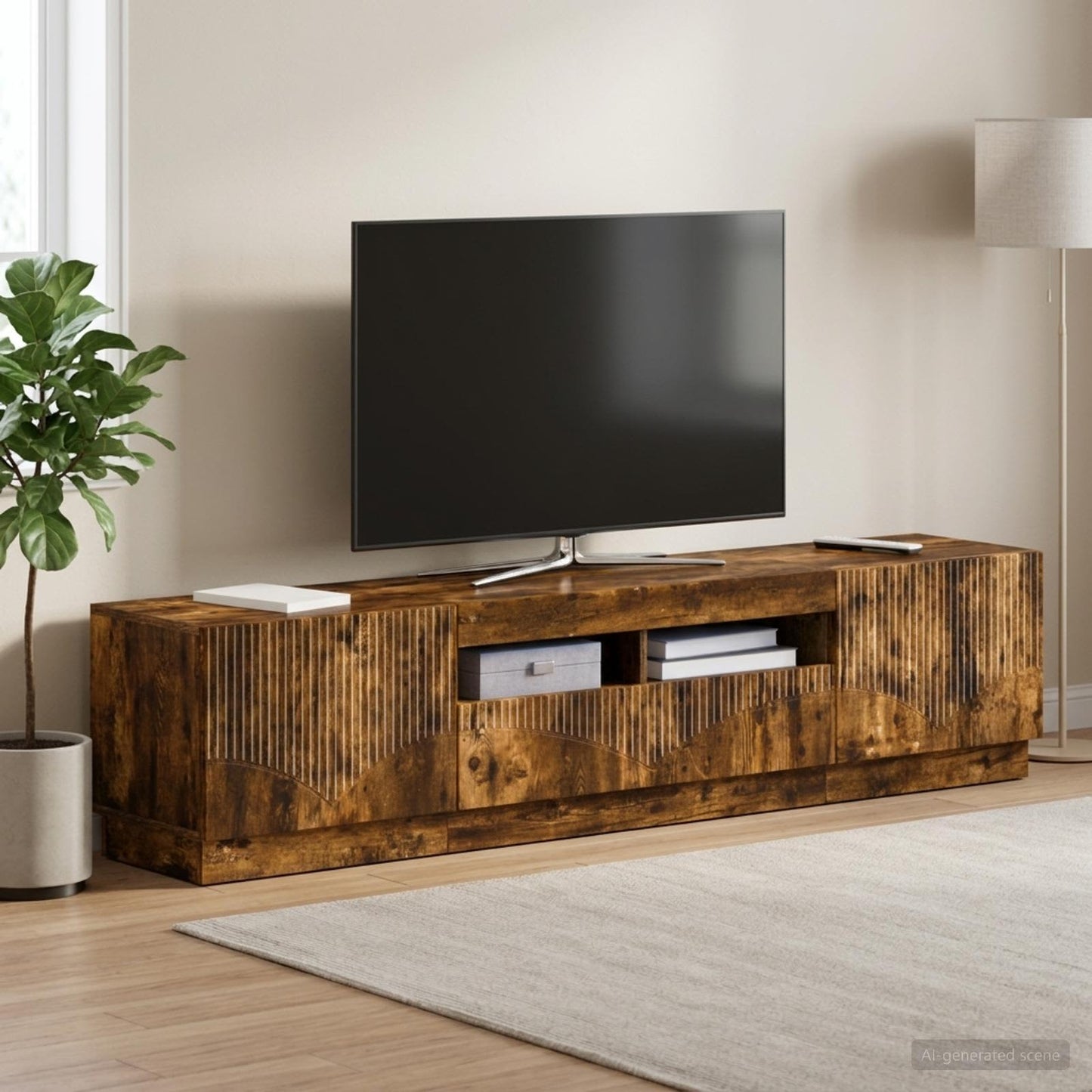 vidaXL Ντουλάπα LED Τηλεόρασης HOORN 3 τμχ. Καπνισμένο Ξύλο Δρυός