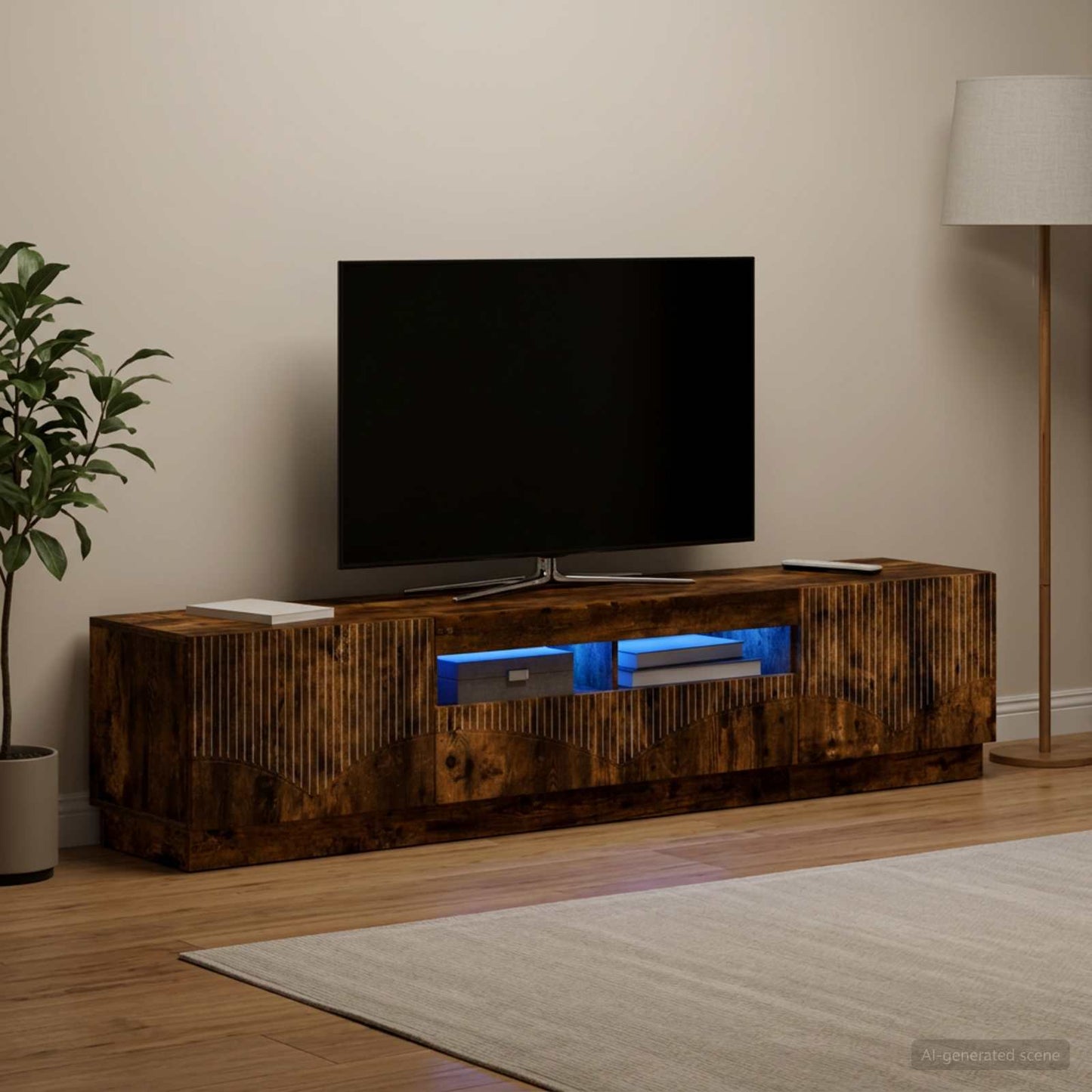 vidaXL Ντουλάπα LED Τηλεόρασης HOORN 3 τμχ. Καπνισμένο Ξύλο Δρυός