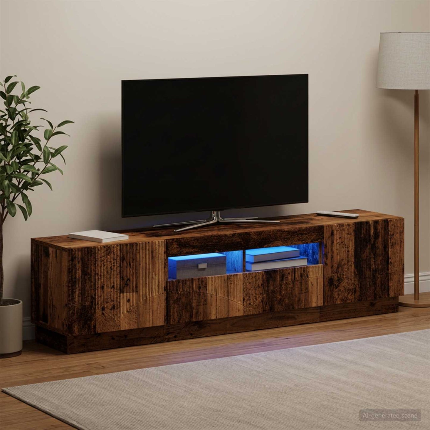 vidaXL Ντουλάπα LED Τηλεόρασης HOORN 3 τμχ. Παλαιωμένο ξύλο