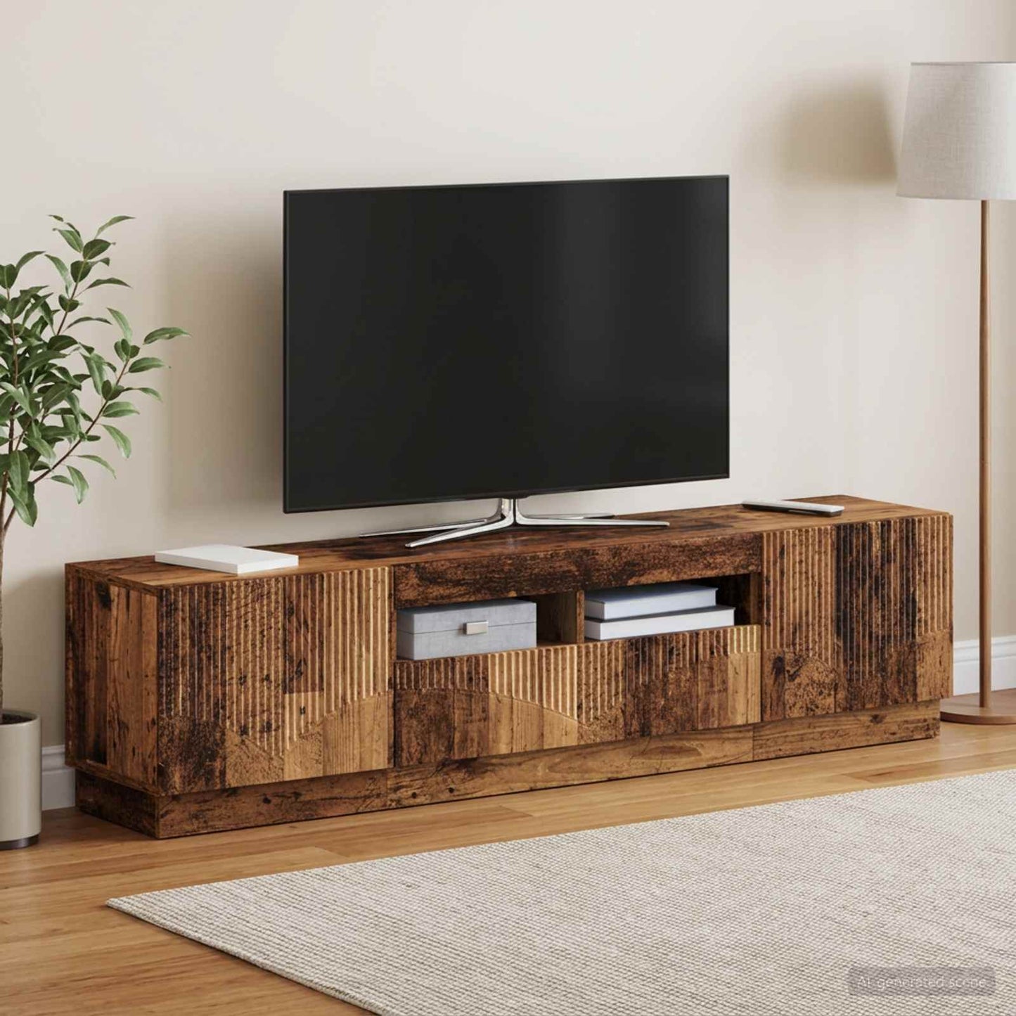 vidaXL Ντουλάπα LED Τηλεόρασης HOORN 3 τμχ. Παλαιωμένο ξύλο