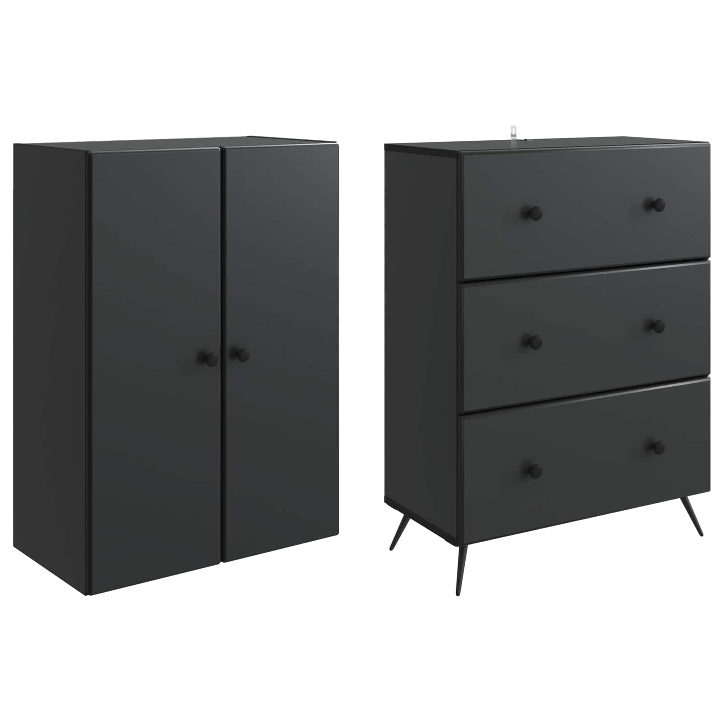 vidaXL Σέτ Ντουλαπιών 2 pcs Μαύρο 66 x 34,5 x 90 εκ Επεξεργασμένο Ξύλο